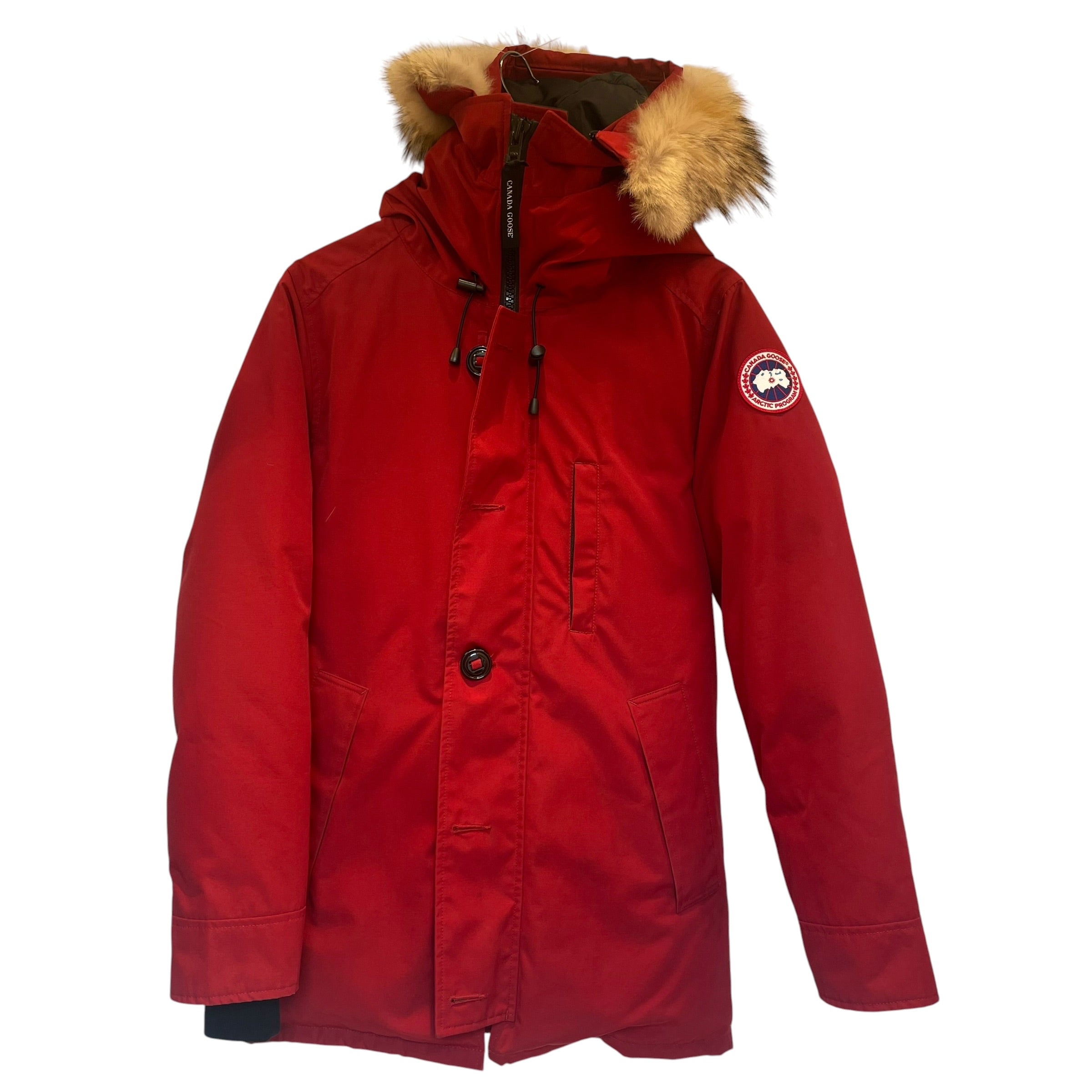 CANADA GOOSE/Coat/XS/RED/parka/fur neck/patch left arm view 1