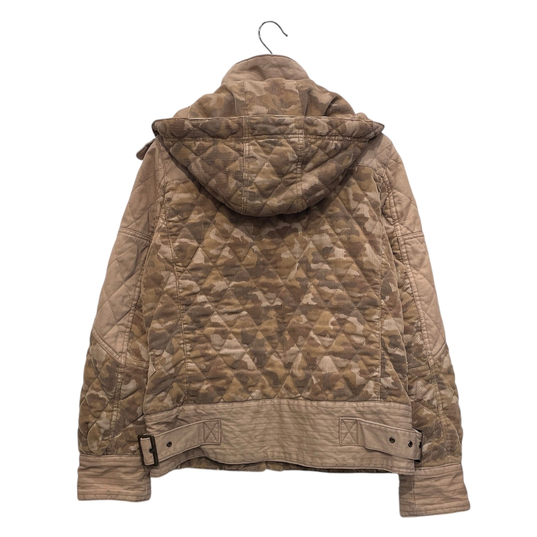 AVIREX/Puffer Jkt/S/Corduroy/KHK/Camouflage/hooded/buckles on neck view 2