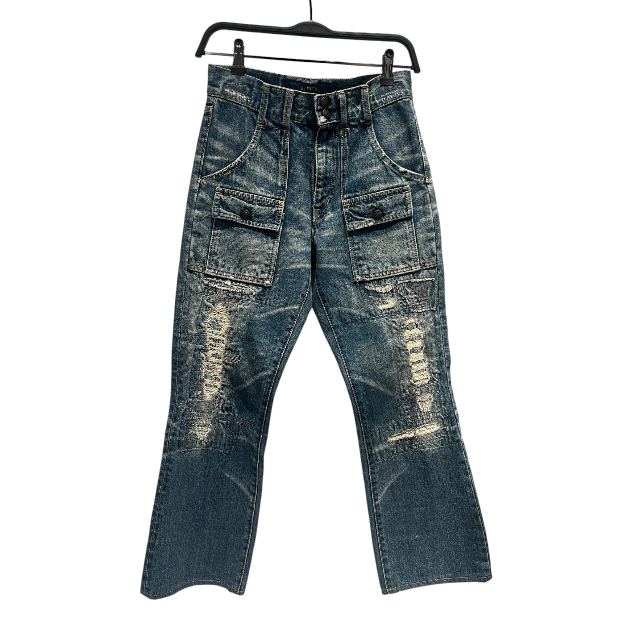 KAPITAL/Pants/0/Cotton/BLU/darned double button view 1