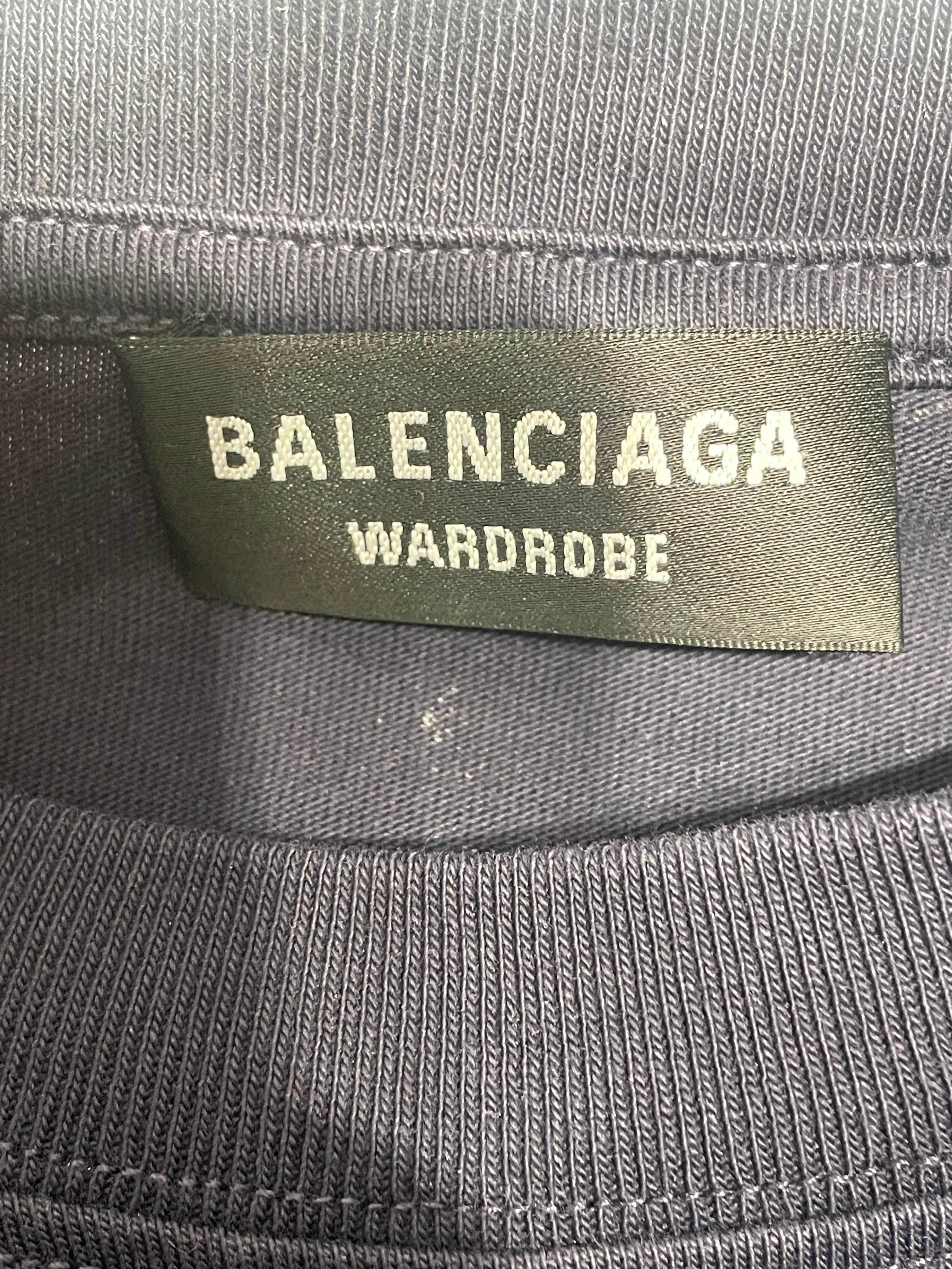 BALENCIAGA/Tank Top/S/Cotton/NVY/Yellow Crest Cut Off Tee view 3