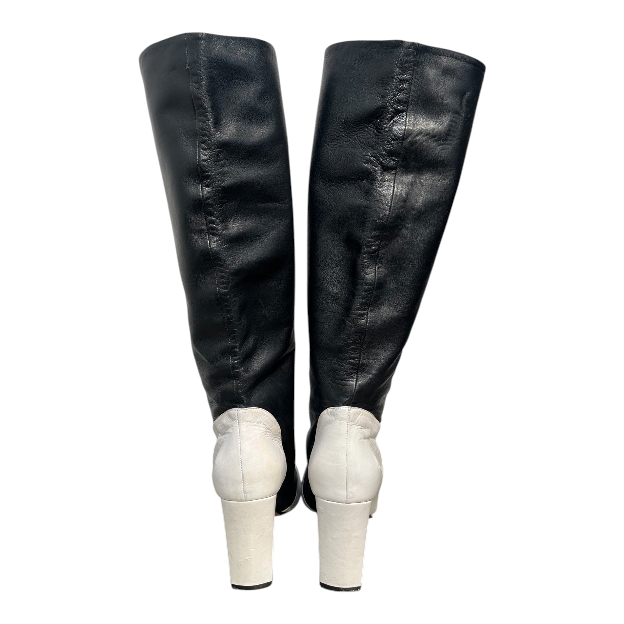 BALLY/Long Boots/US 8.5/Leather/BLK/BLACK UPPER-WHITE BODY view 7