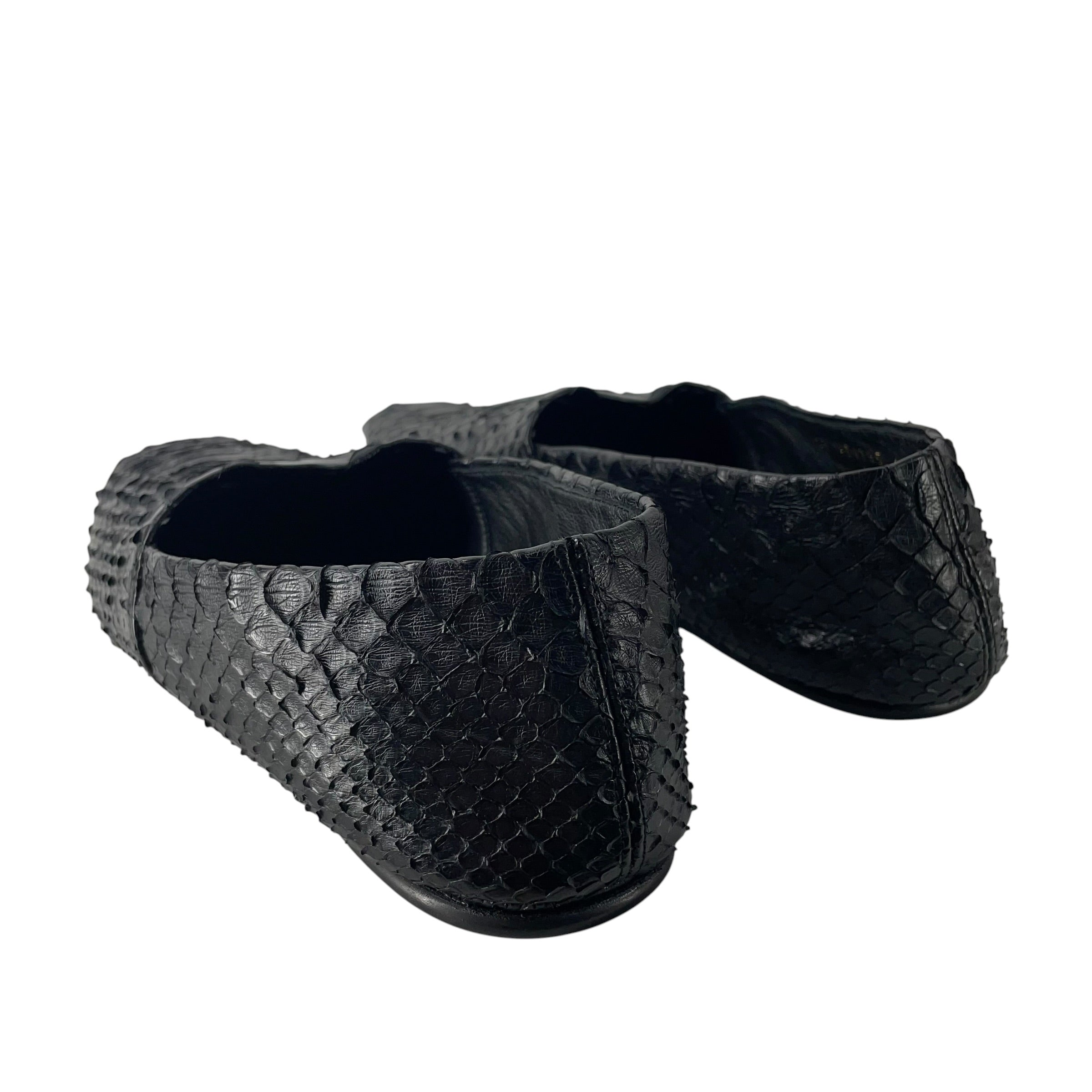SAINT LAURENT/Flat Shoes/EU 40.5/BLK/SNAKESKIN FLATS view 2