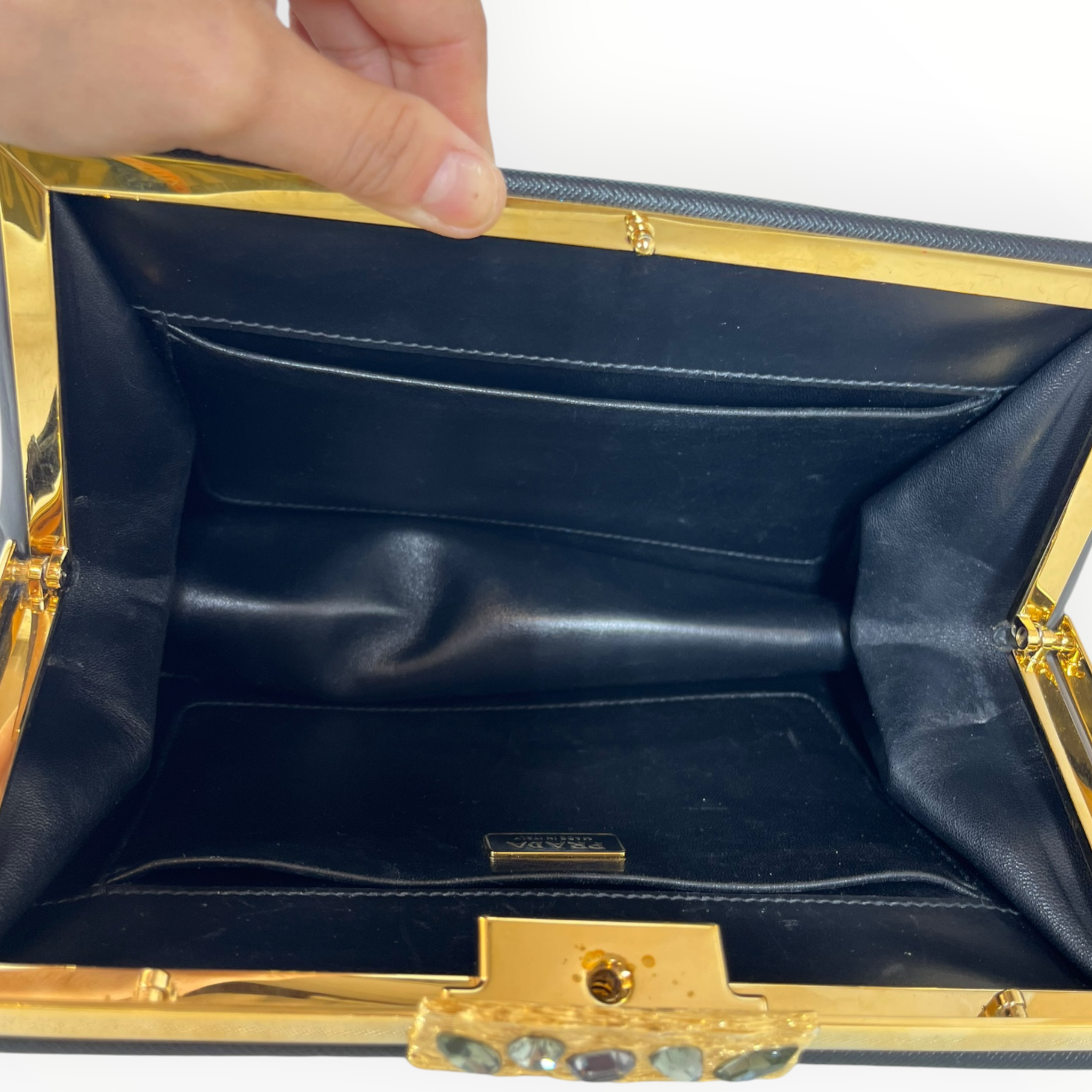 PRADA/Cross Body Bag/Leather/BLK/Saffiano Leather Studded Idol view 3