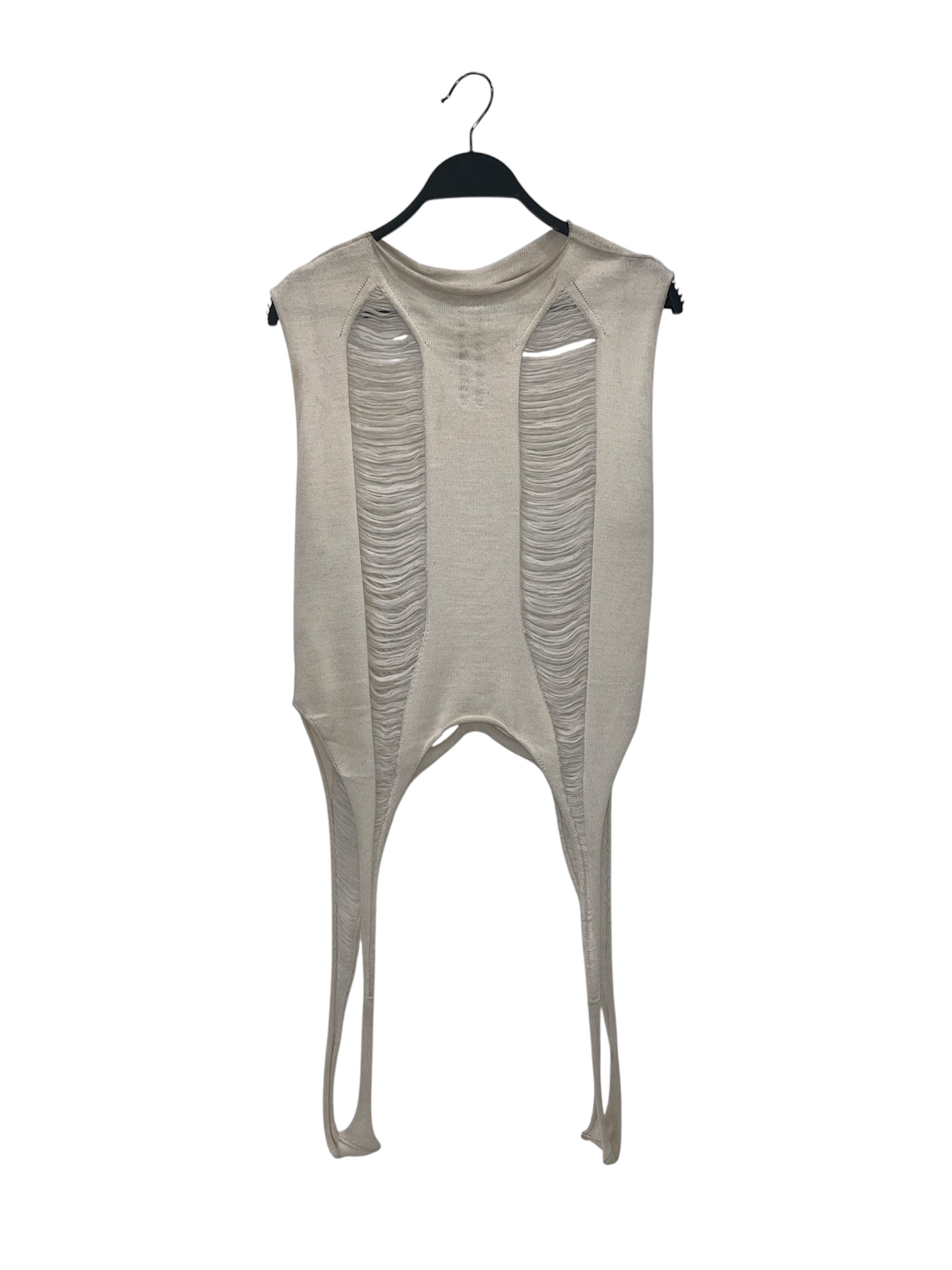 Rick Owens/Camisole/L/Wool/CRM/Knitted distressed top view 2