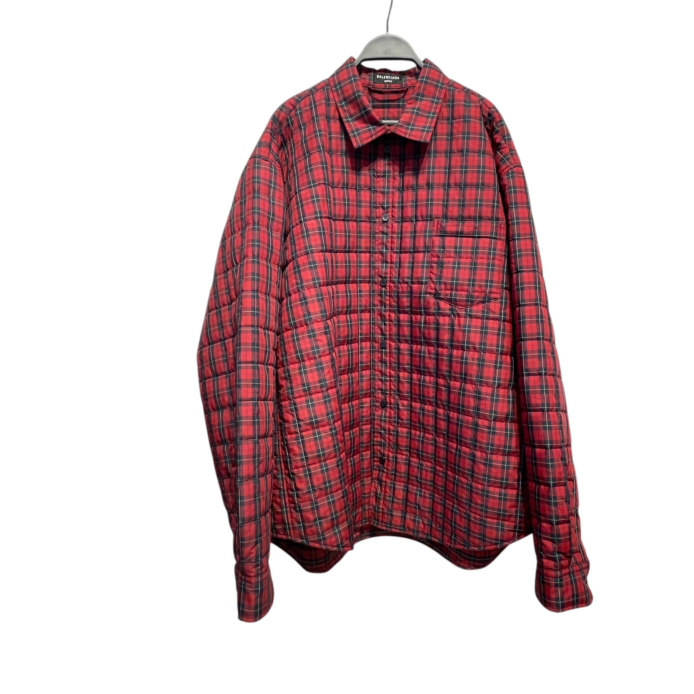 BALENCIAGA/Flannel Shirt/52/Polyester/RED/Plaid/flannel puffer view 1