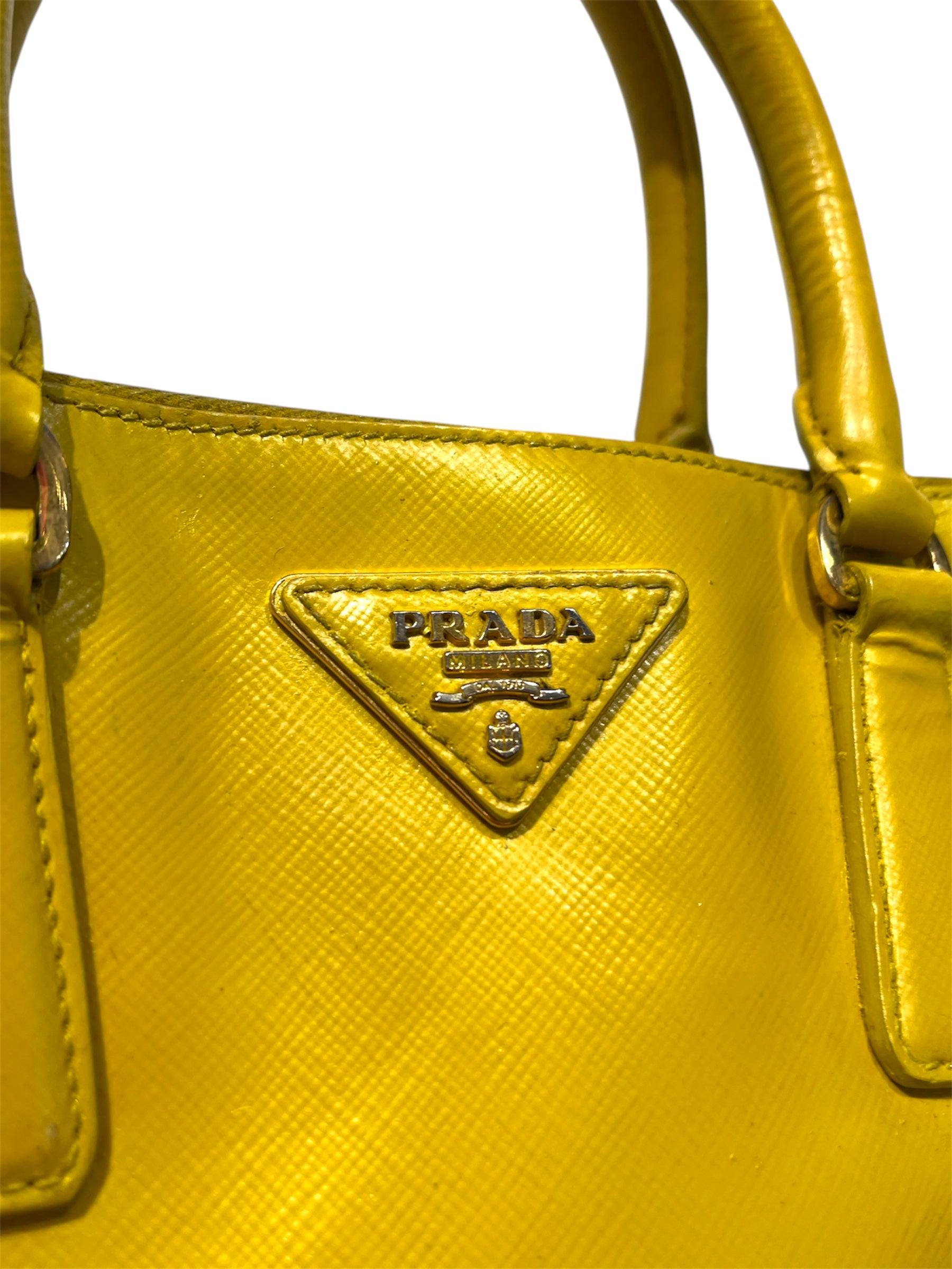 PRADA/Bag/Leather/YEL/prada yllw saffiano galleria view 5