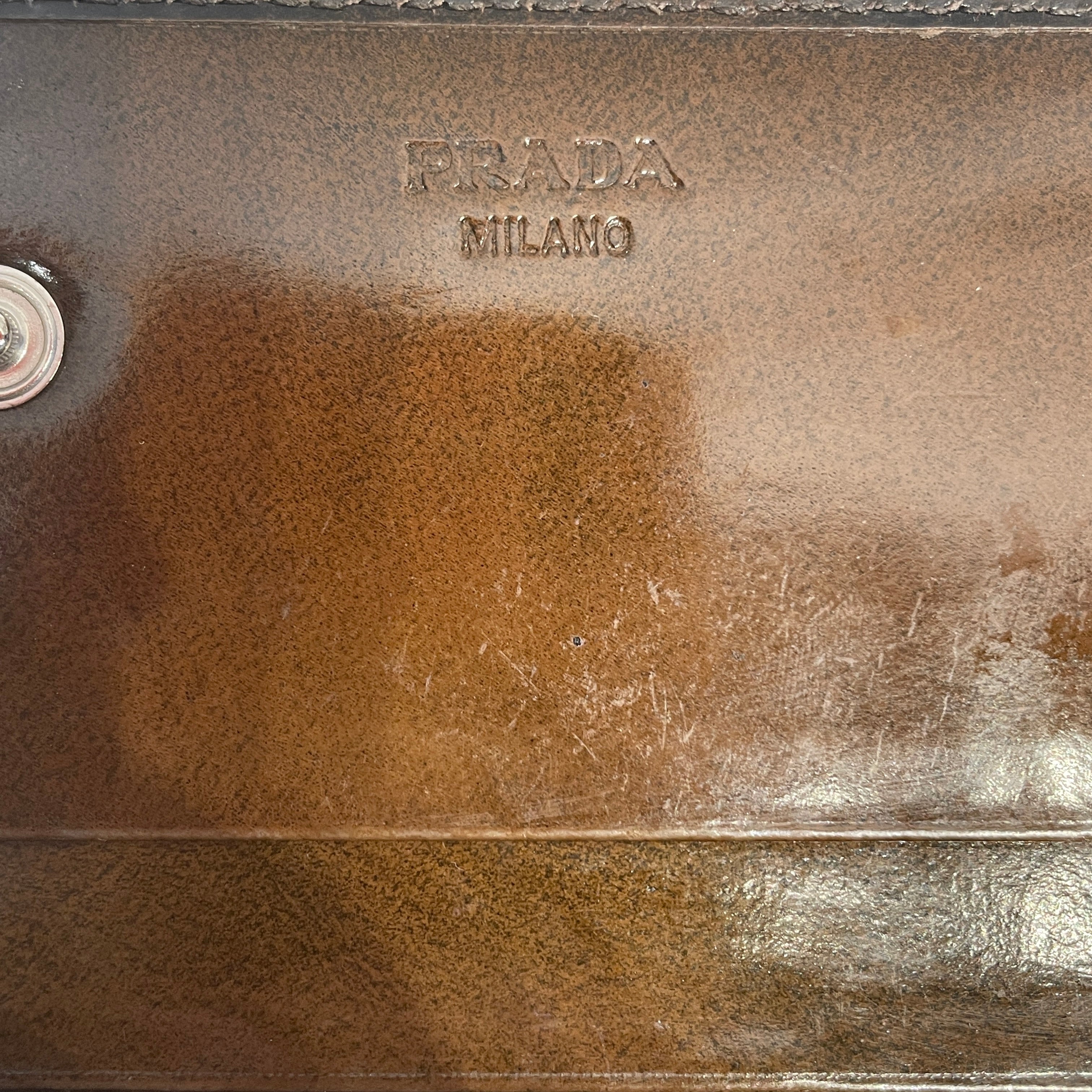 PRADA/Long Wallet/Leather/BRW/M's/PATENT CLUTCH view 5