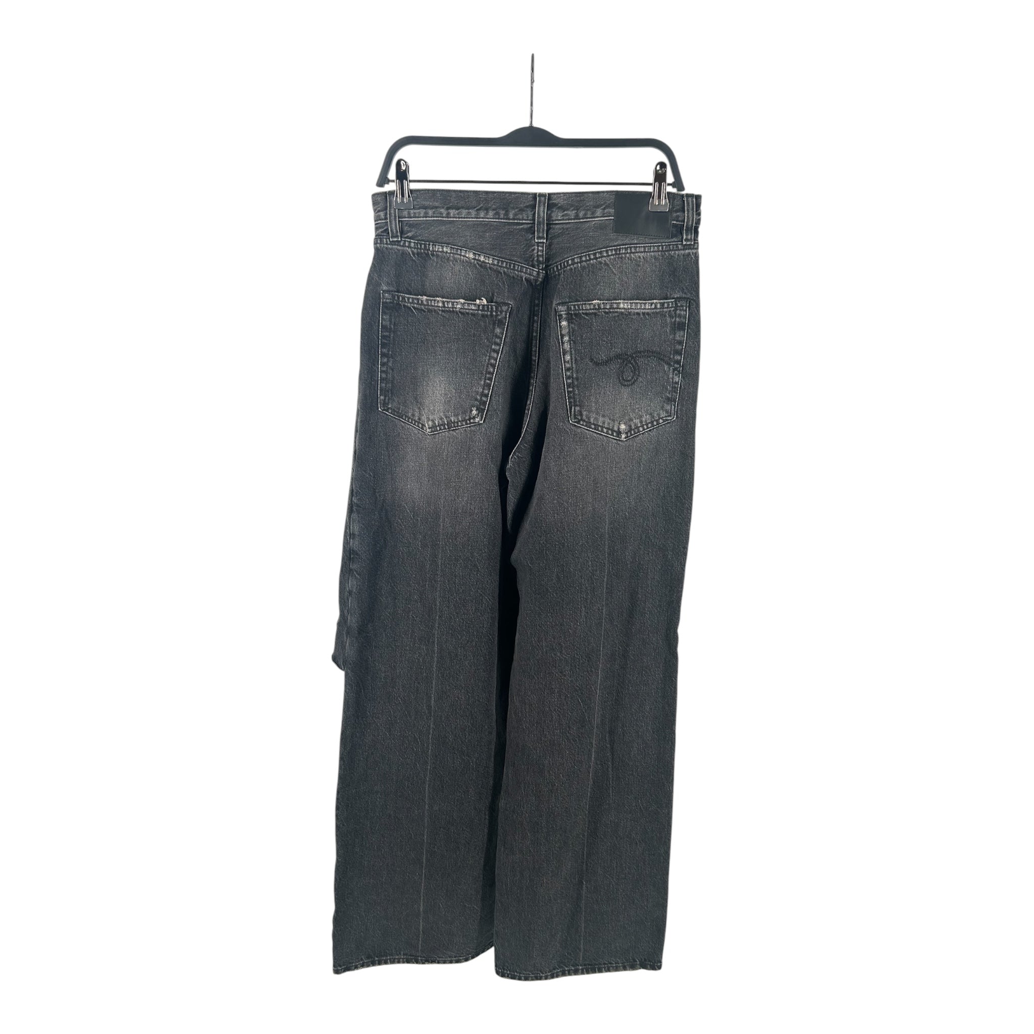 R13/Wide Leg Pants/27/Cotton/BLK/kilted jean view 2