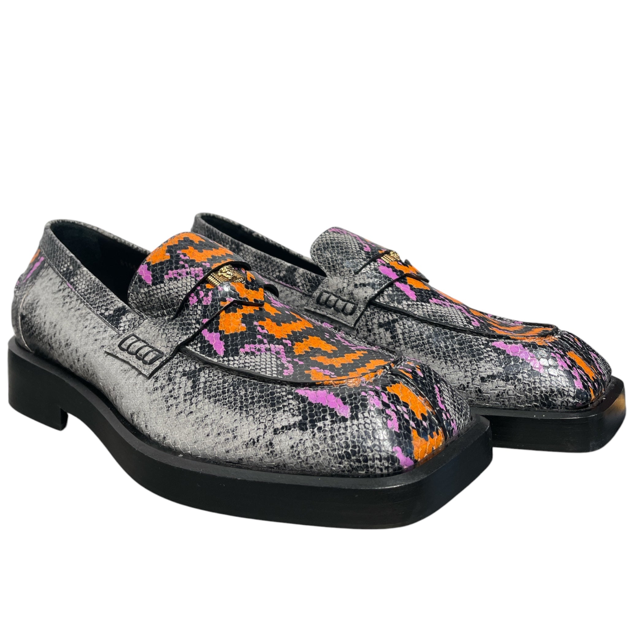 VERSACE/Loafers/EU 44/Animal Pattern/Leather/GRY/ORANGE AND PURPLE SNAKESKIN view 1