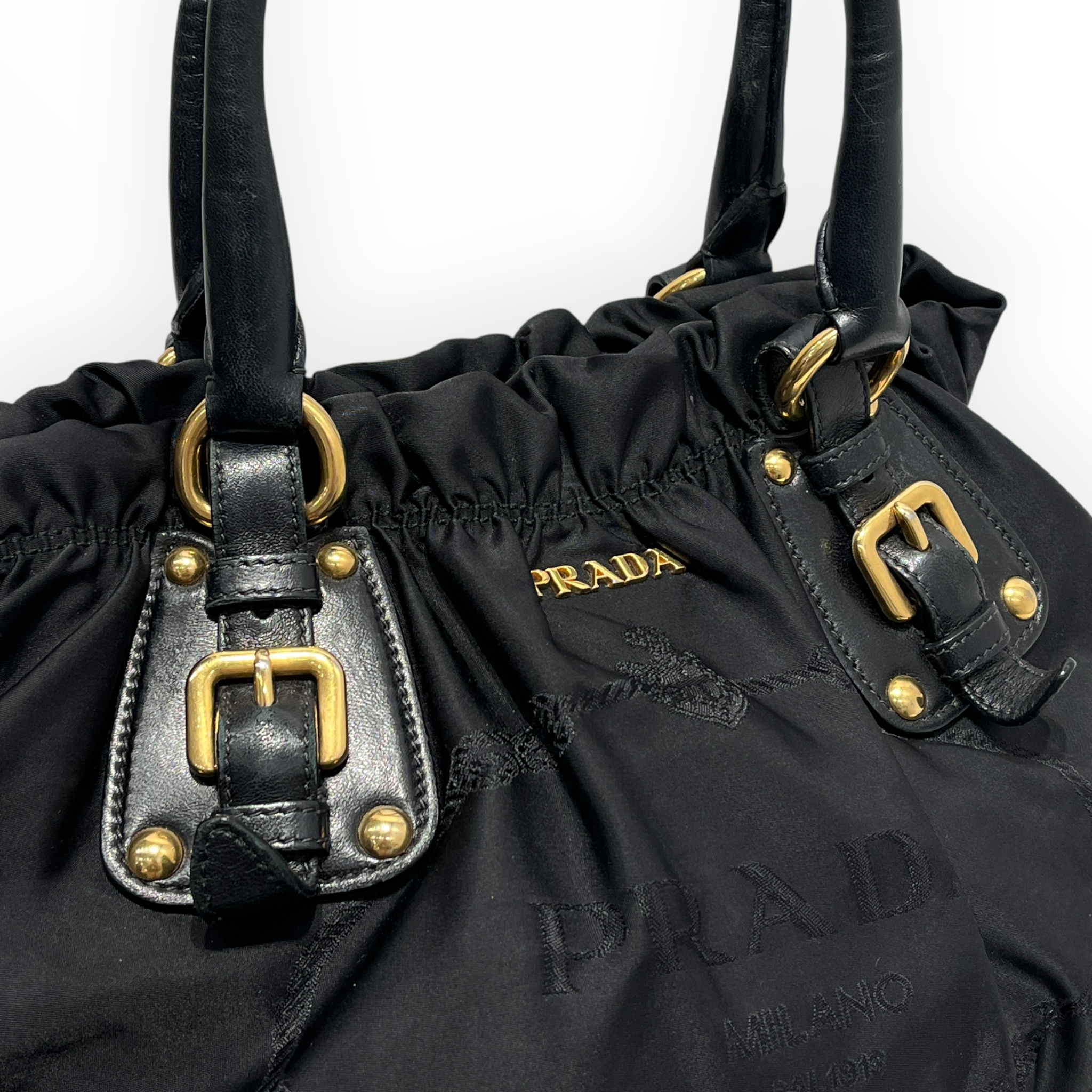 PRADA/Hand Bag/Graphic/Nylon/BLK/TESSUTO GAUFRE/GOLD HARDWARE view 5