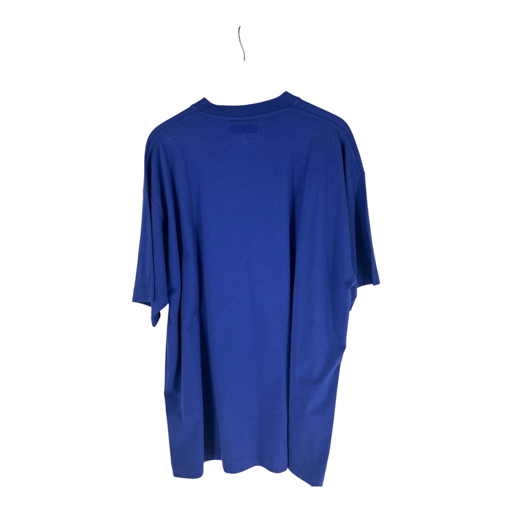 VETEMENTS/T-Shirt/XS/Cotton/BLU/VETEMENTS PARIS LOGO RED LINE view 2