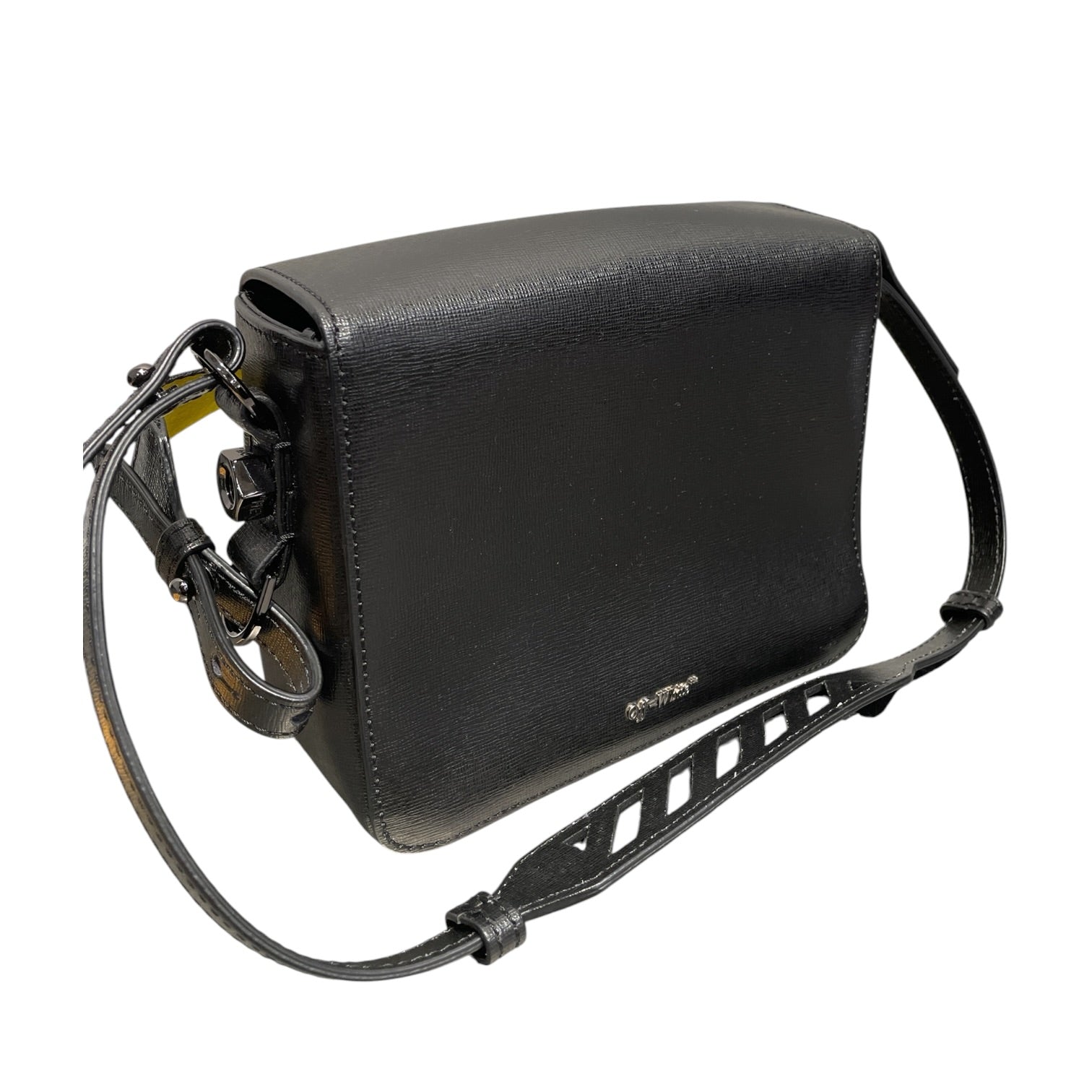 OFF-WHITE/Cross Body Bag/Stripe/Leather/BLK/Diag Binder Clip Flap Bag view 6