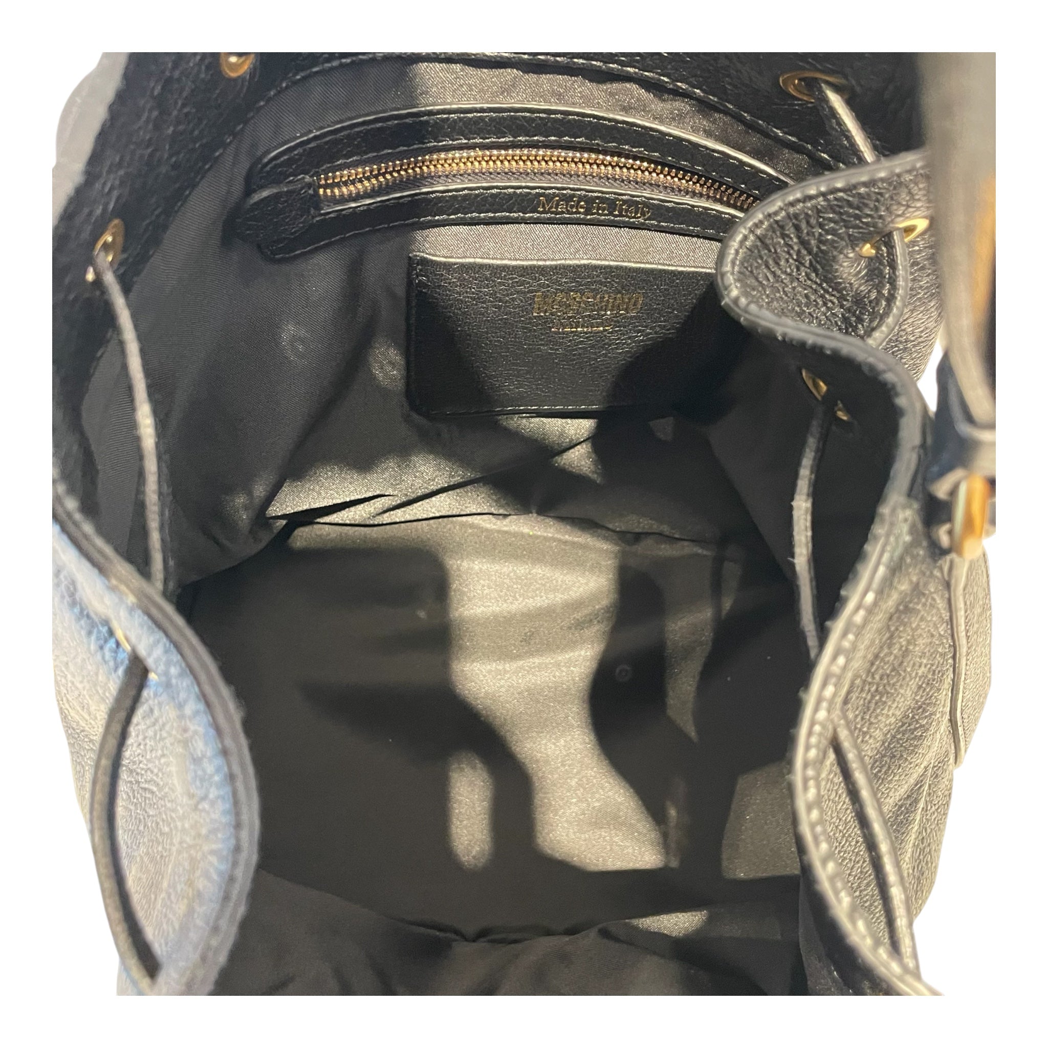 MOSCHINO/Hand Bag/Leather/BLK/Gold Tone Logo view 4