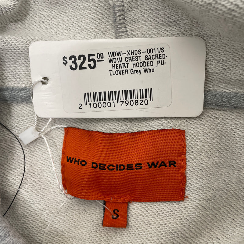 WHO DECIDES WAR/Hoodie/S/Cotton/GRY/RED HEART-GLD AURA EMBRDRY