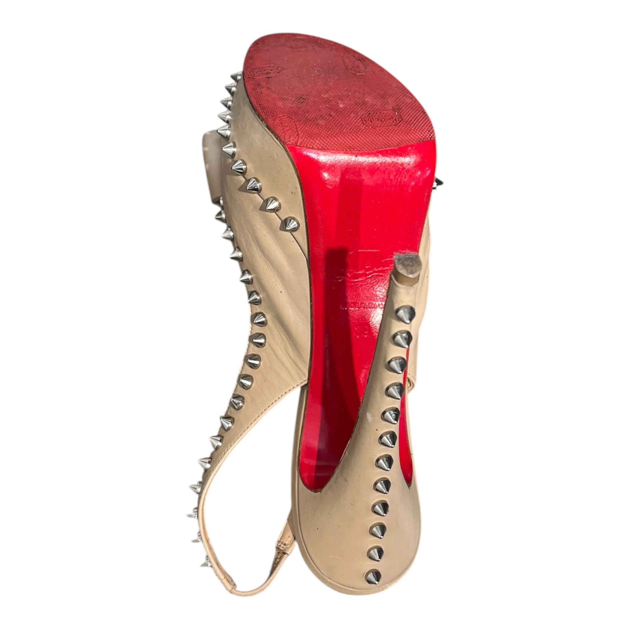 Christian Louboutin/Heels/UK 8.5/Leather/BEG/Patent/LADY CHOU-STUDDED view 6