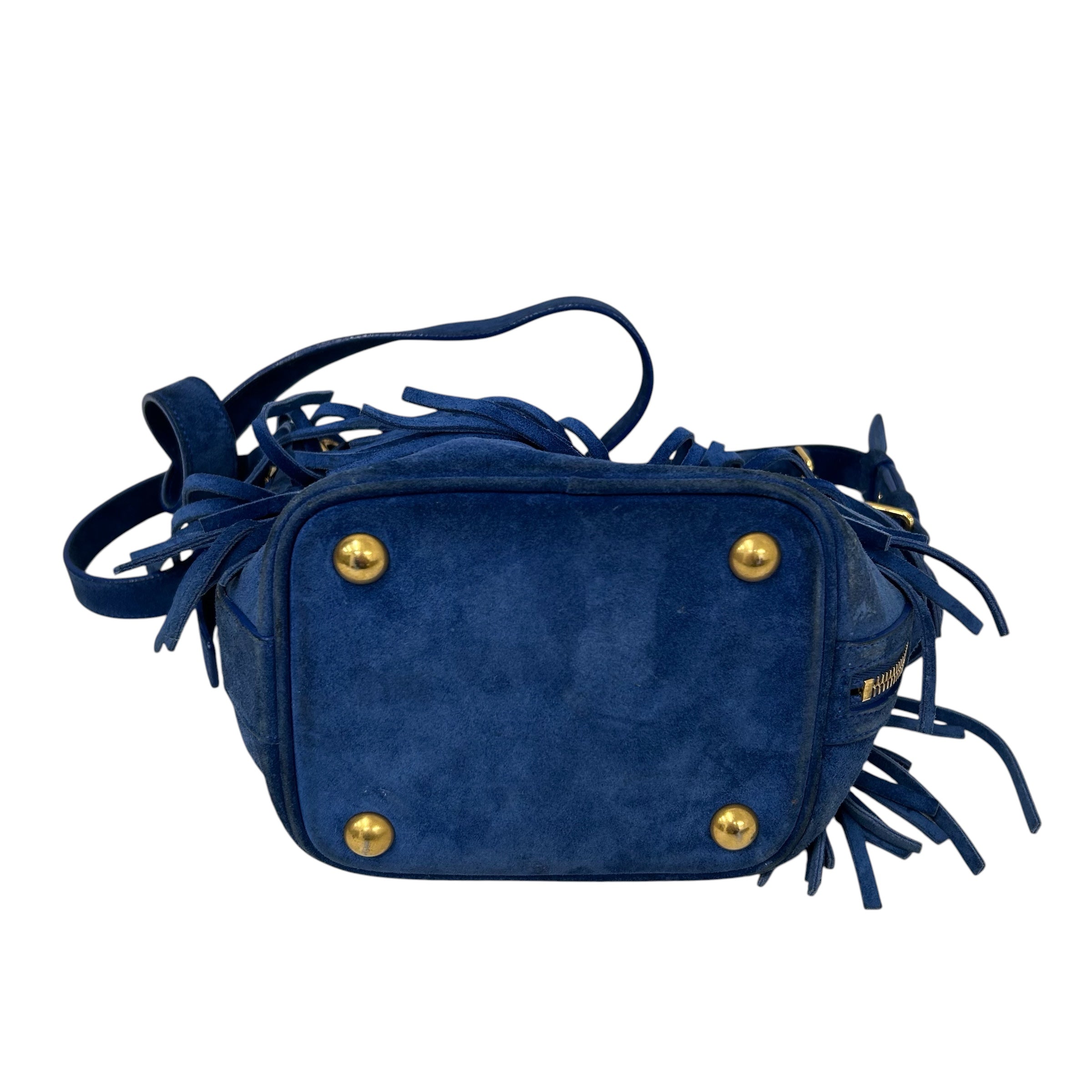 YVES SAINT LAURENT/Cross Body Bag/Suede/BLU/SADDLE BAG view 3