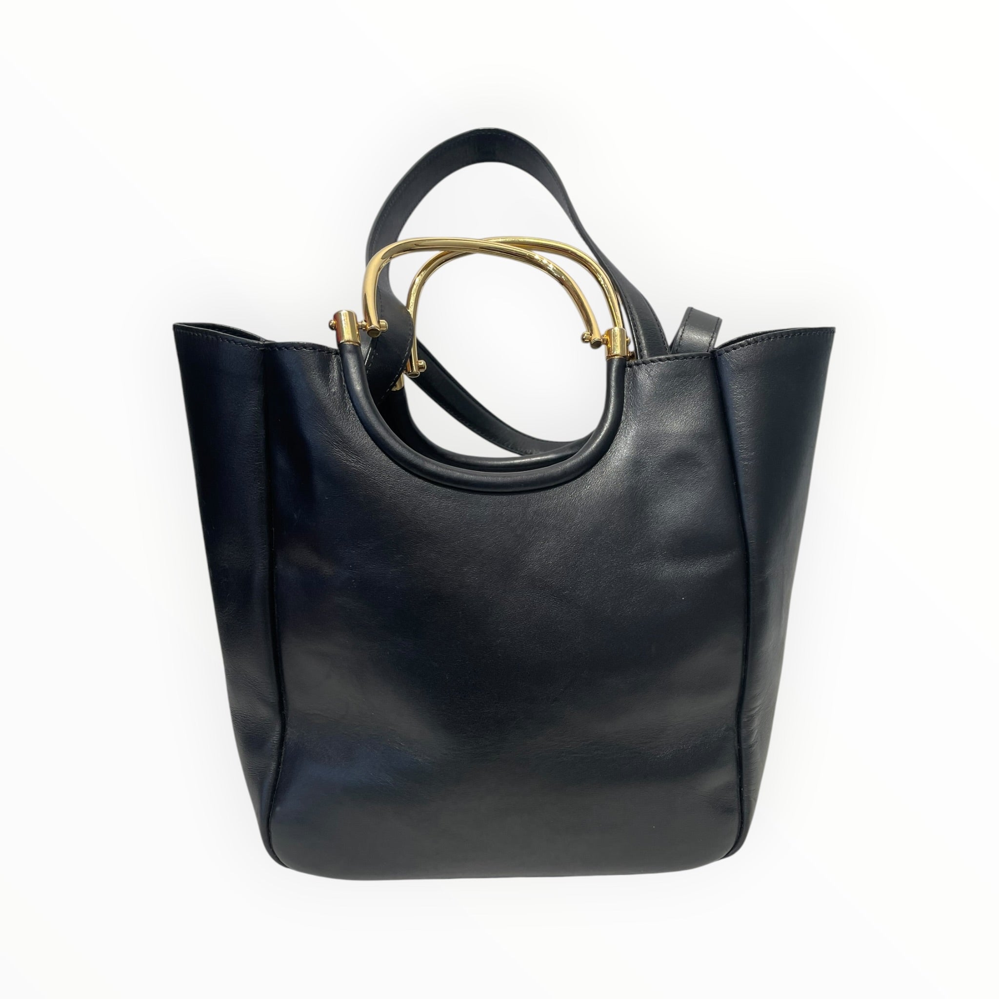DEREK LAM 10 CROSBY/Basket Bag/Leather/BLK/GOLD METAL HANDEL DETAIL view 4