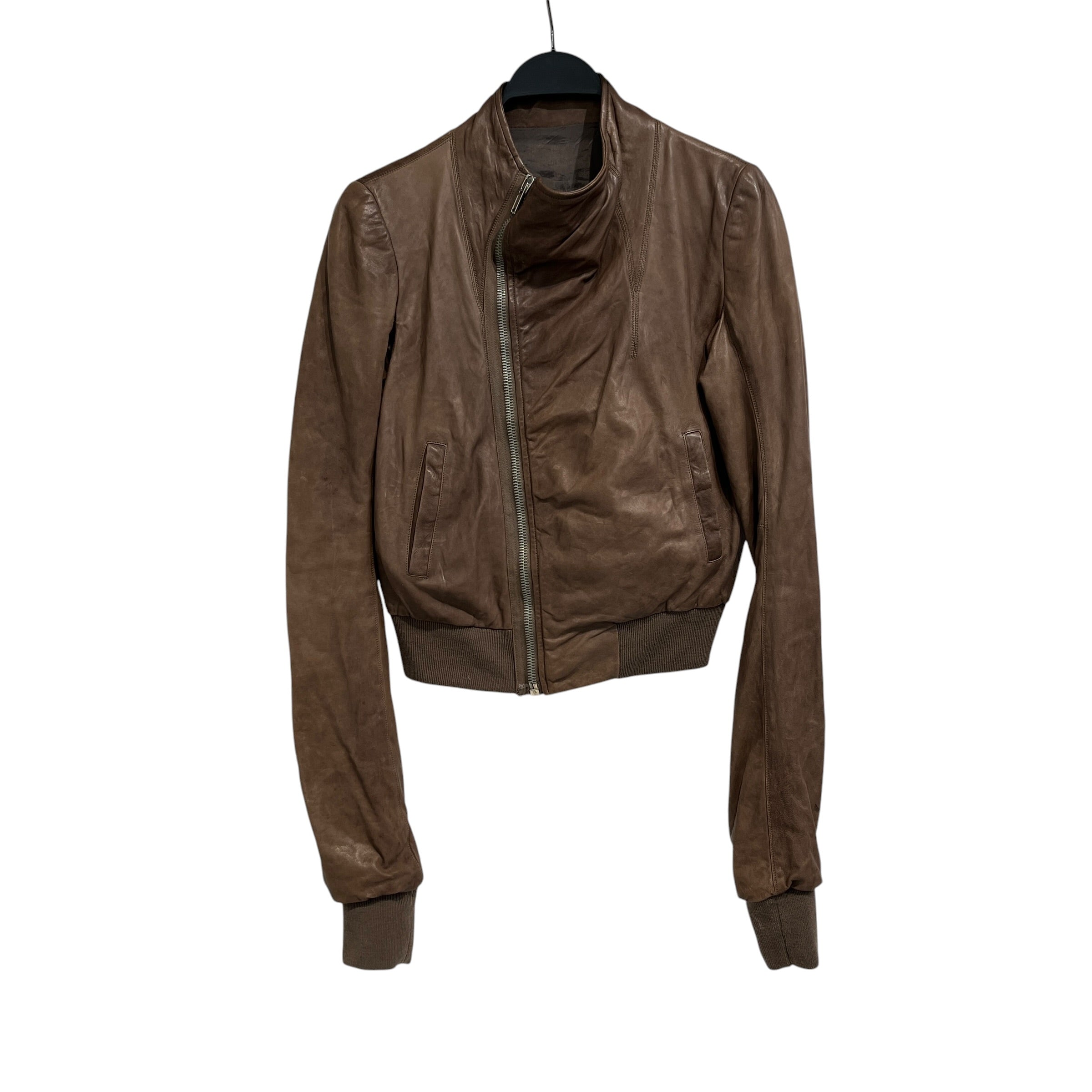 Rick Owens/Leather Jkt/8/Lambskin/BRW/0034 DUST aysymetric zip view 1
