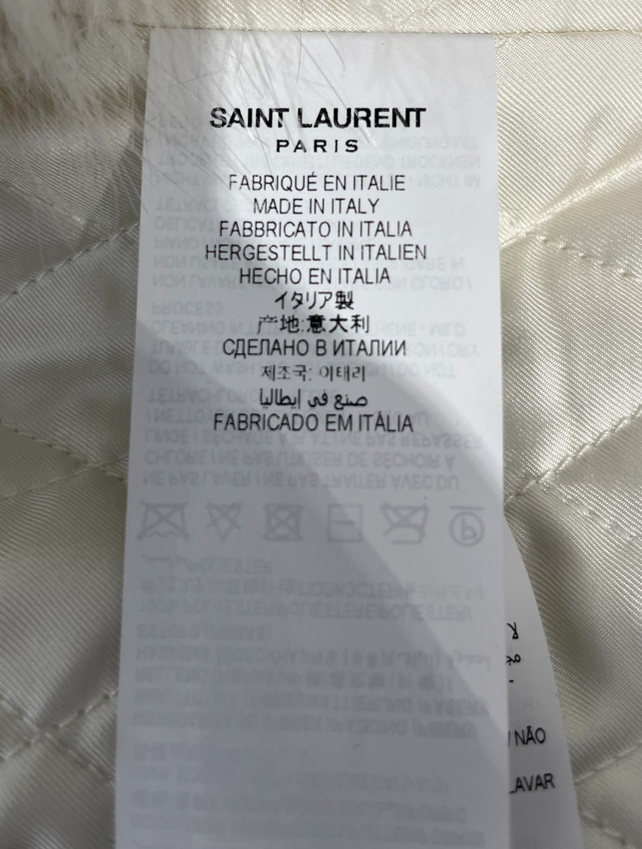 SAINT LAURENT/Coat/38/Fake Fur/WHT/fur coat/silk interior view 5