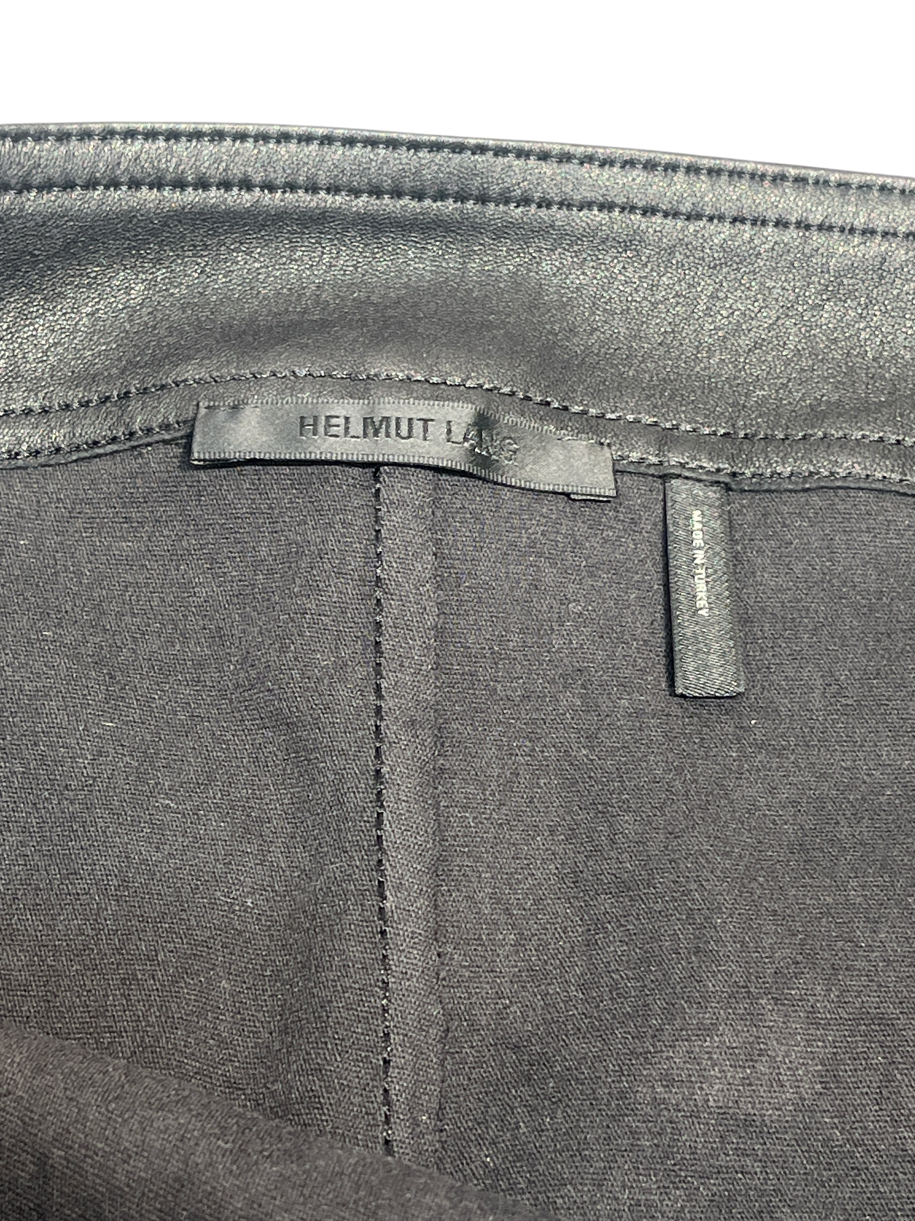 Helmut Lang/Straight Pants/6/Leather/BLK/LAMB LEATH3ER SIDE ZIP view 3
