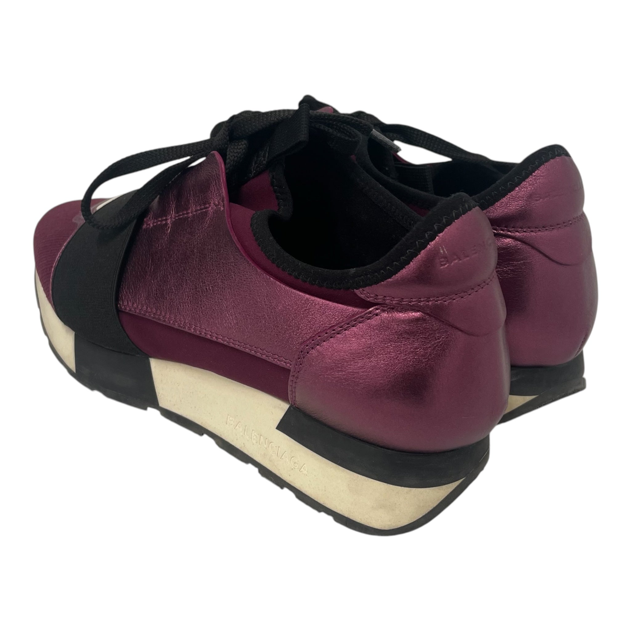 BALENCIAGA/Low-Sneakers/US 6.5/Leather/BRD/balenciage burgundy racerunner view 3