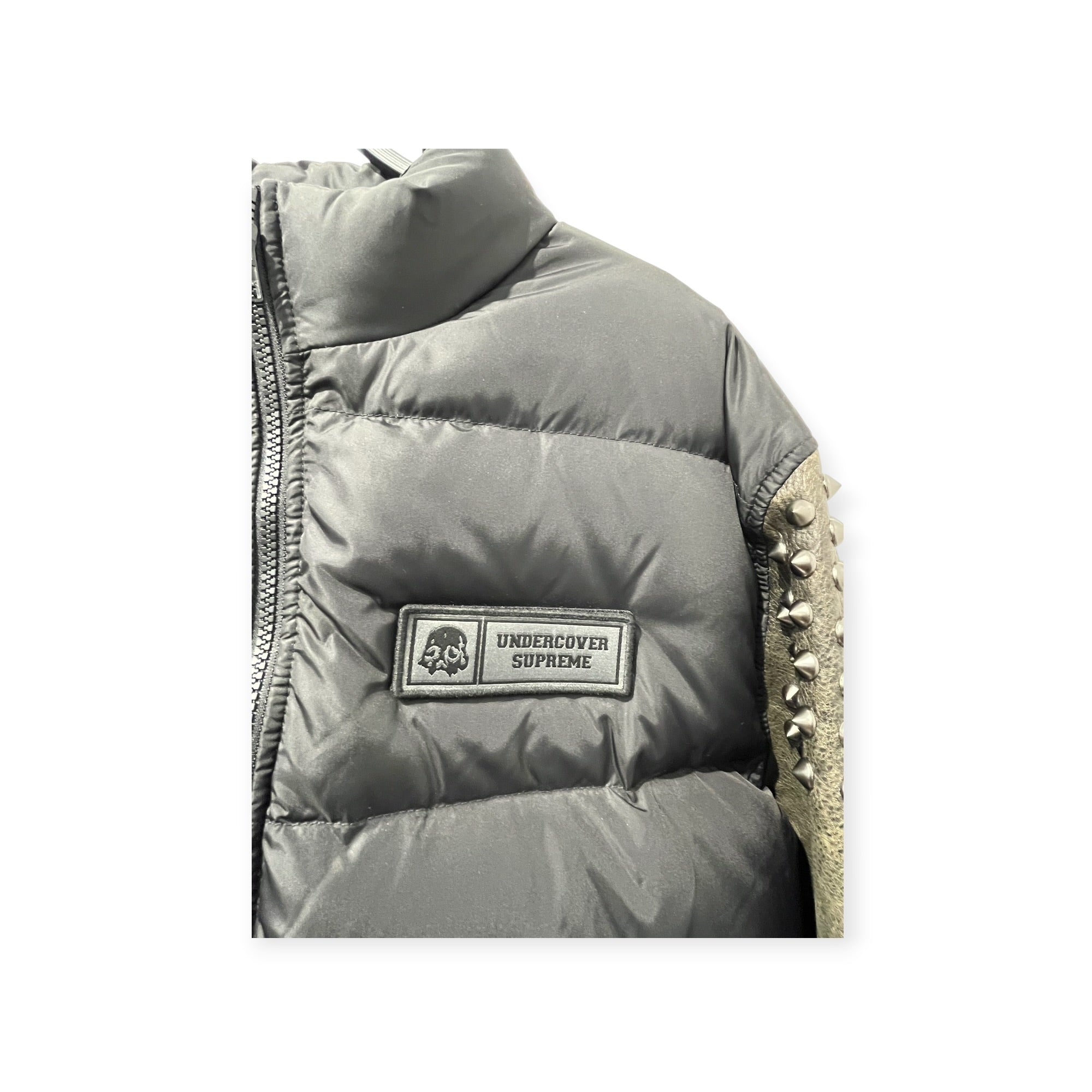 Supreme/UNDERCOVER/Puffer Jkt/L/Nylon/BLK/LEATHER SLEEVE PUFFER view 2