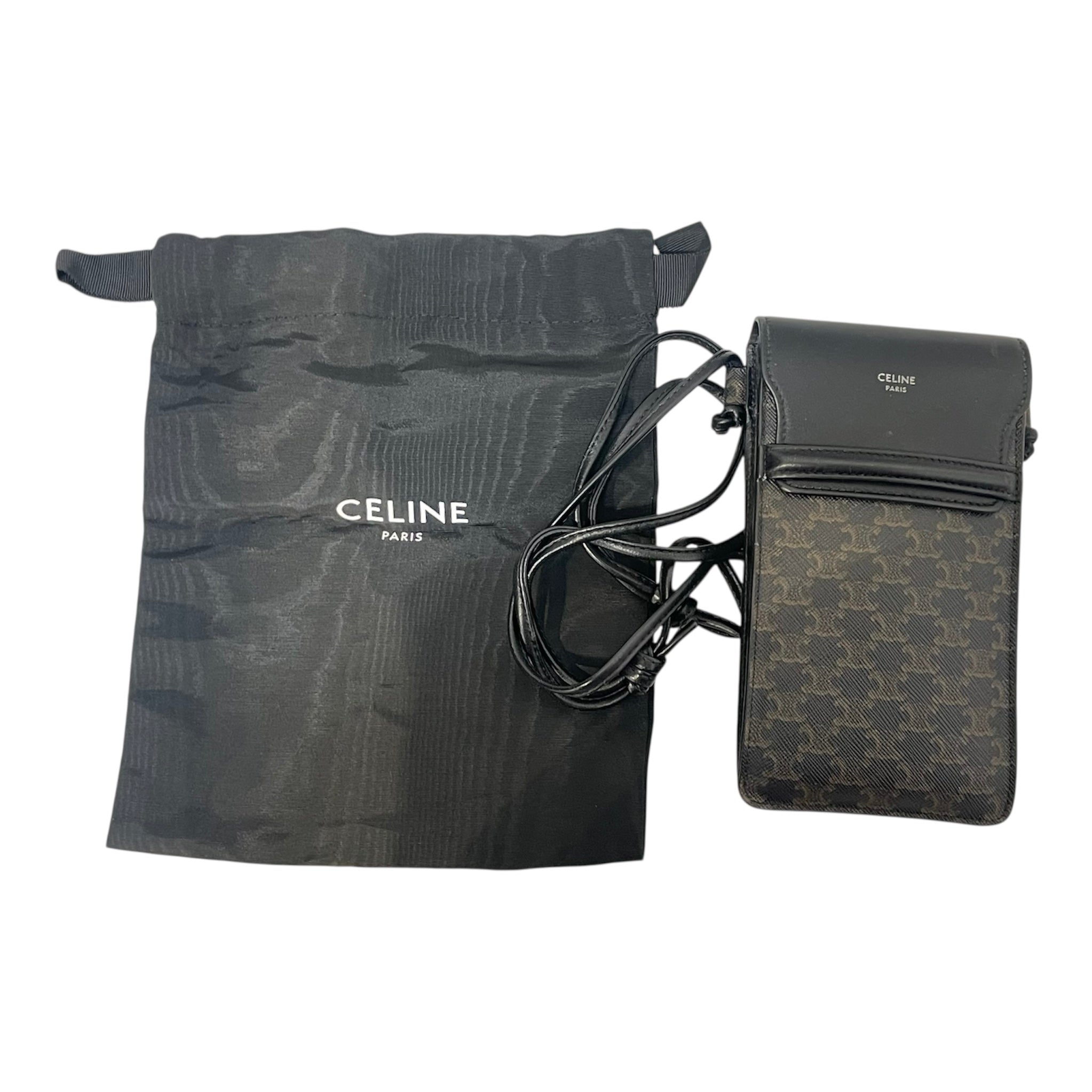 CELINE/Pouch/All Over Print/Leather/BLK/PHONE POUCH view 7