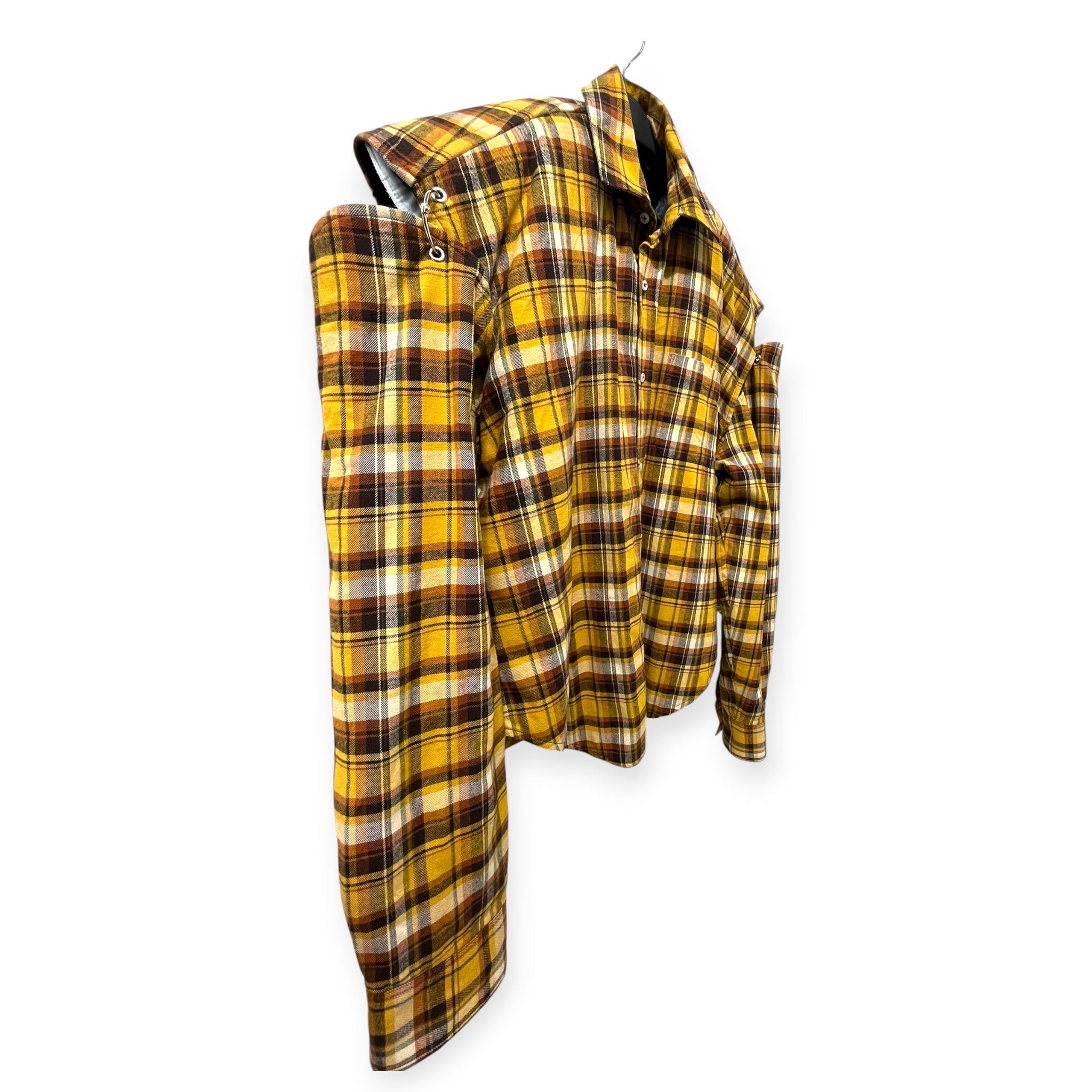 VETEMENTS/Jacket/S/Cotton/YLW/Plaid/time is money football shldr view 2
