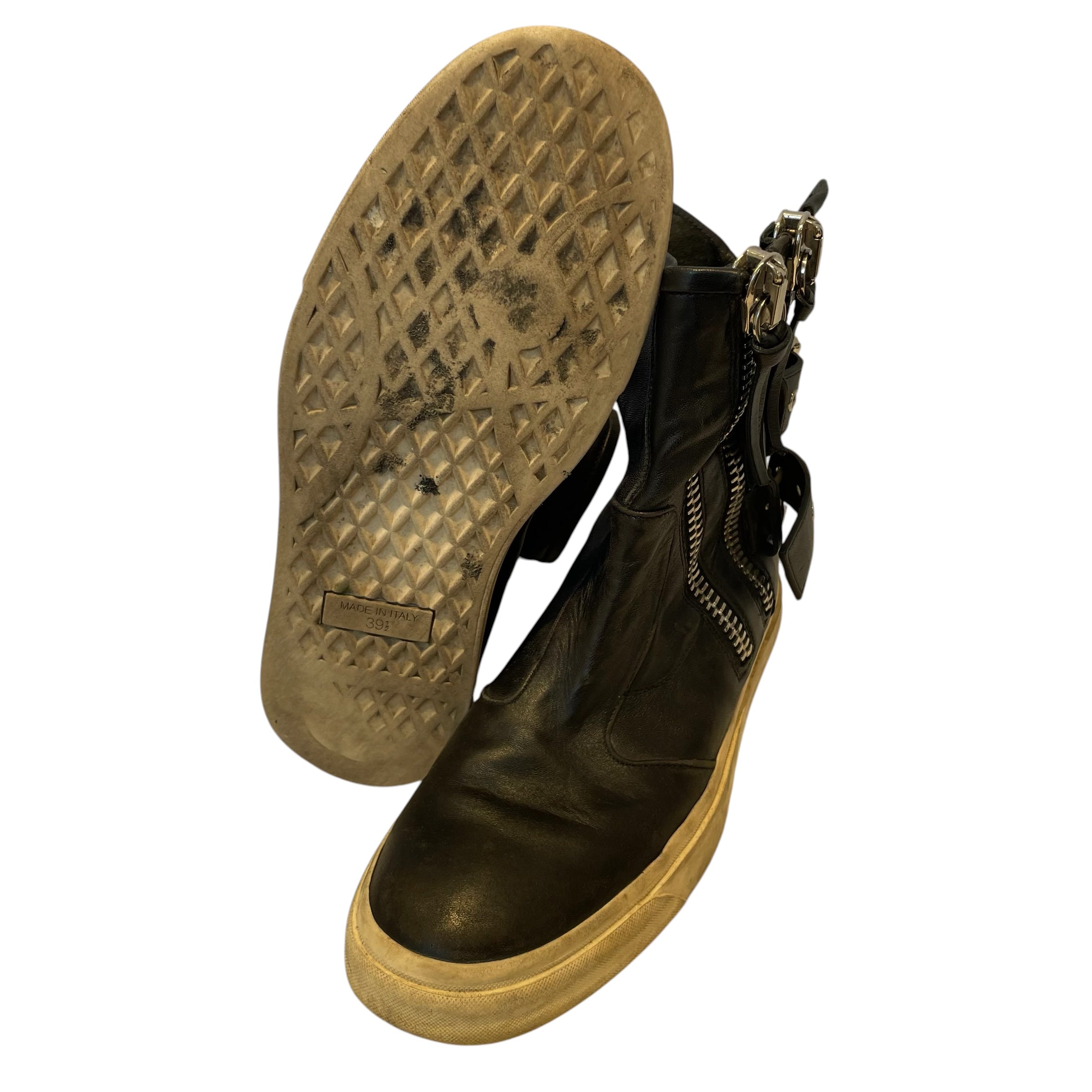 GIUSEPPE ZANOTTI DESIGN/Hi-Sneakers/US 7.5/Leather/BLK/DOUBLE ZIPPER/BUCKLE view 3