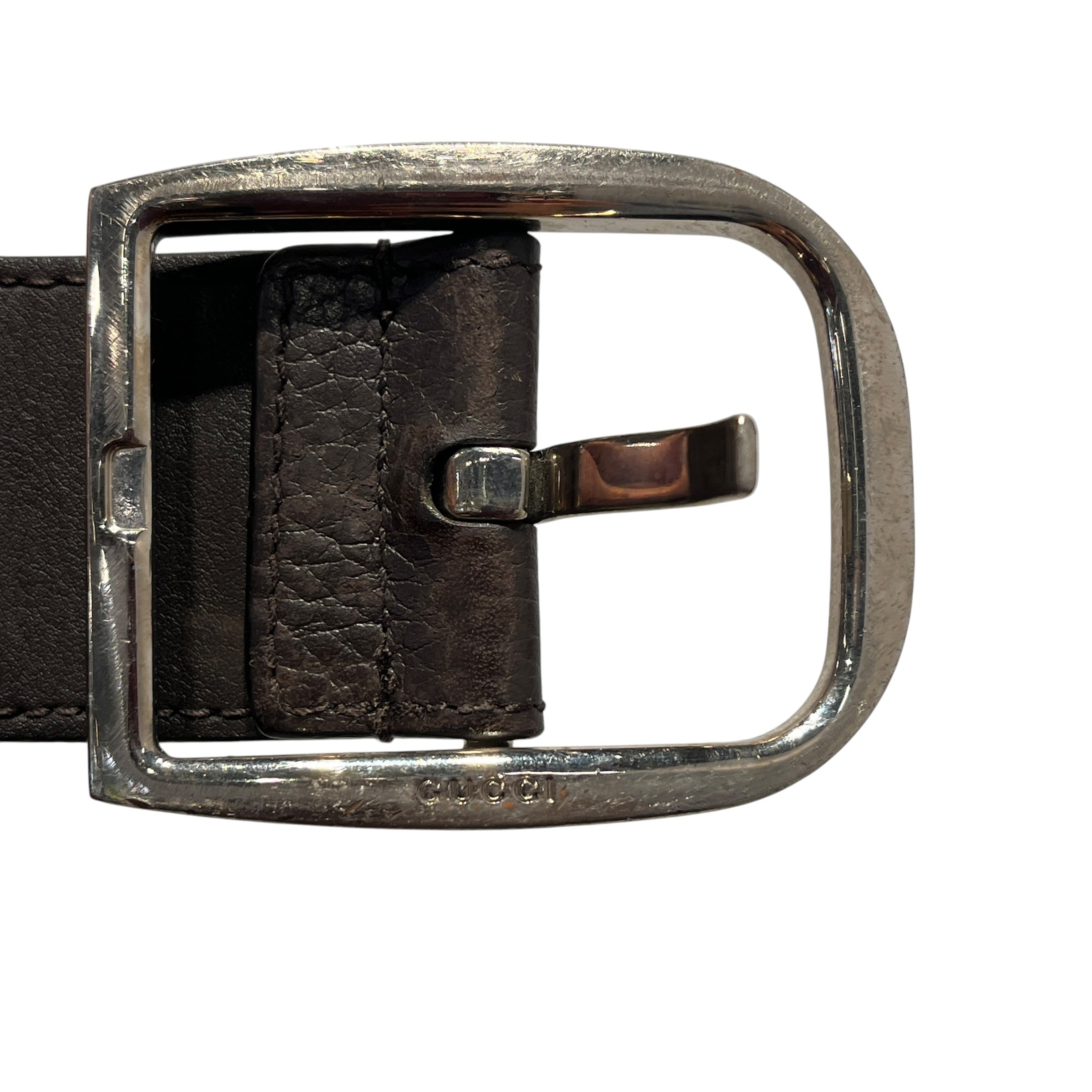 GUCCI/Belt/Monogram/Leather/BRW/M's/GG canvas /rectangle buckle view 8