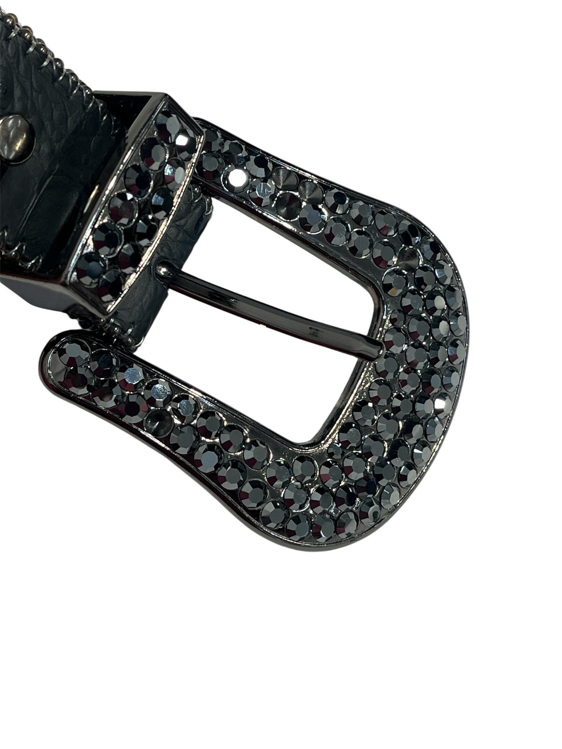 b.b.simon/Belt/Leather/BLK/CROCODILE 36 BLACK STONES view 3