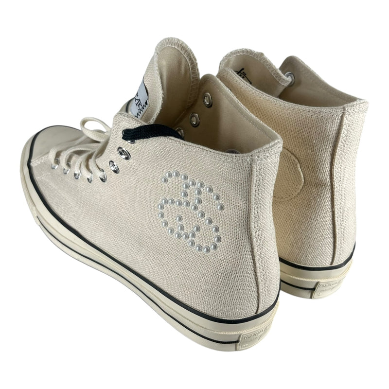 STUSSY/Hi-Sneakers/US 10/Cotton/WHT/pearl logo