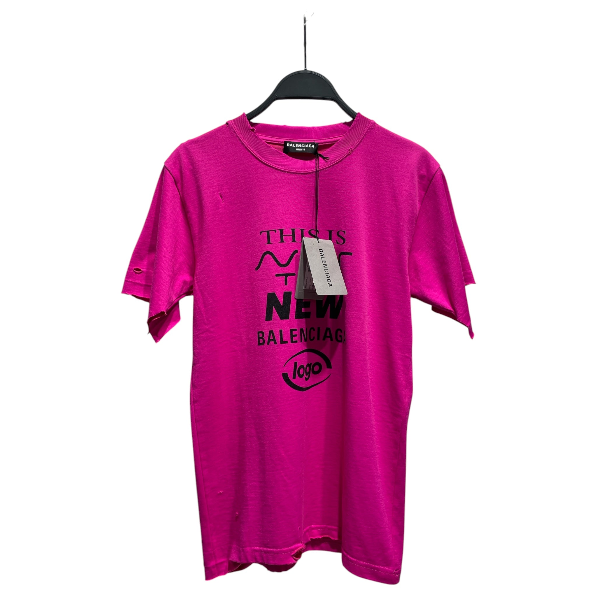 BALENCIAGA/T-Shirt/XXS/Graphic/Cotton/PNK/THIS IS NOT THE NEW LOGO view 1