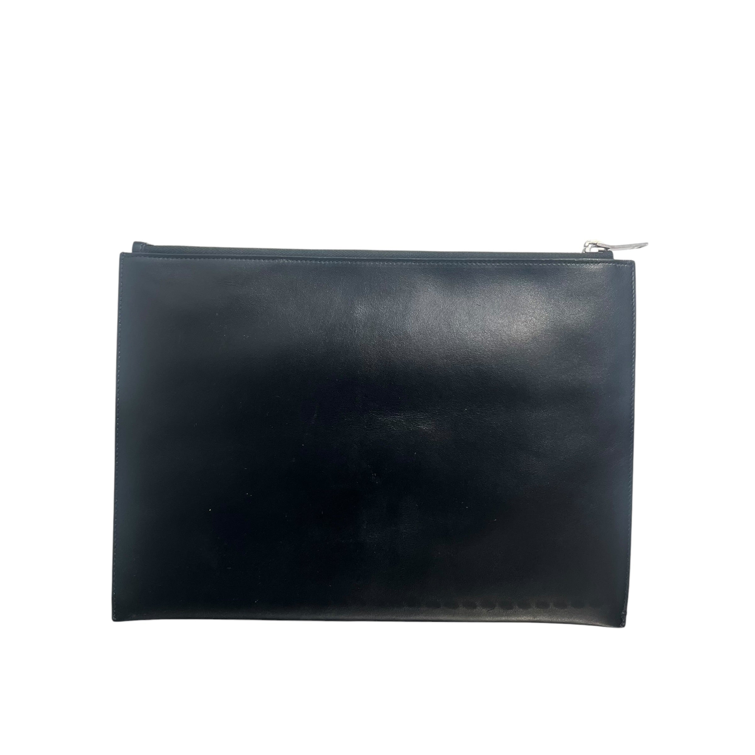 YVES SAINT LAURENT/Clutch Bag/Leather/BLK/LOGO ON FRONT view 2