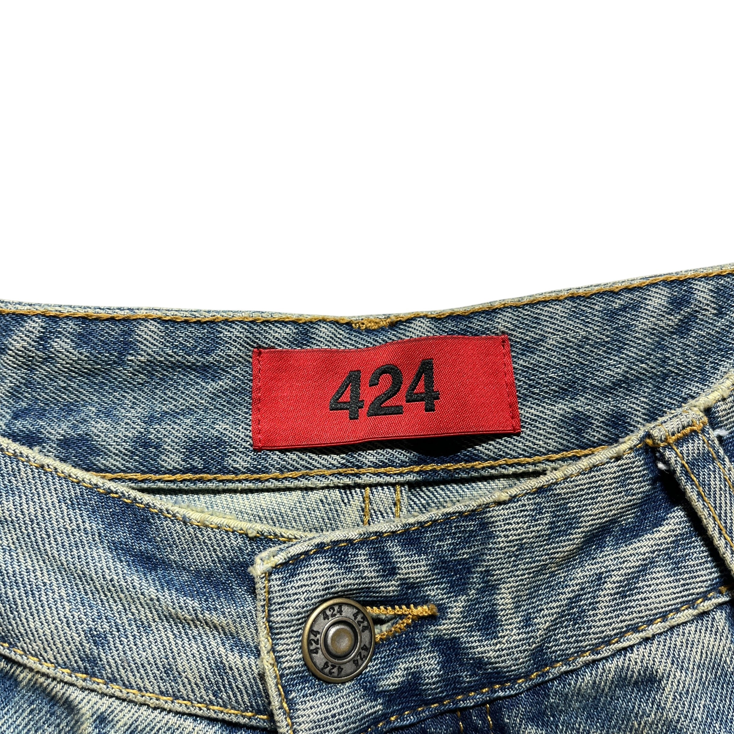 424(FourTwoFour)/Shorts/50/Cotton/IDG/ACID WASH JORTS view 3