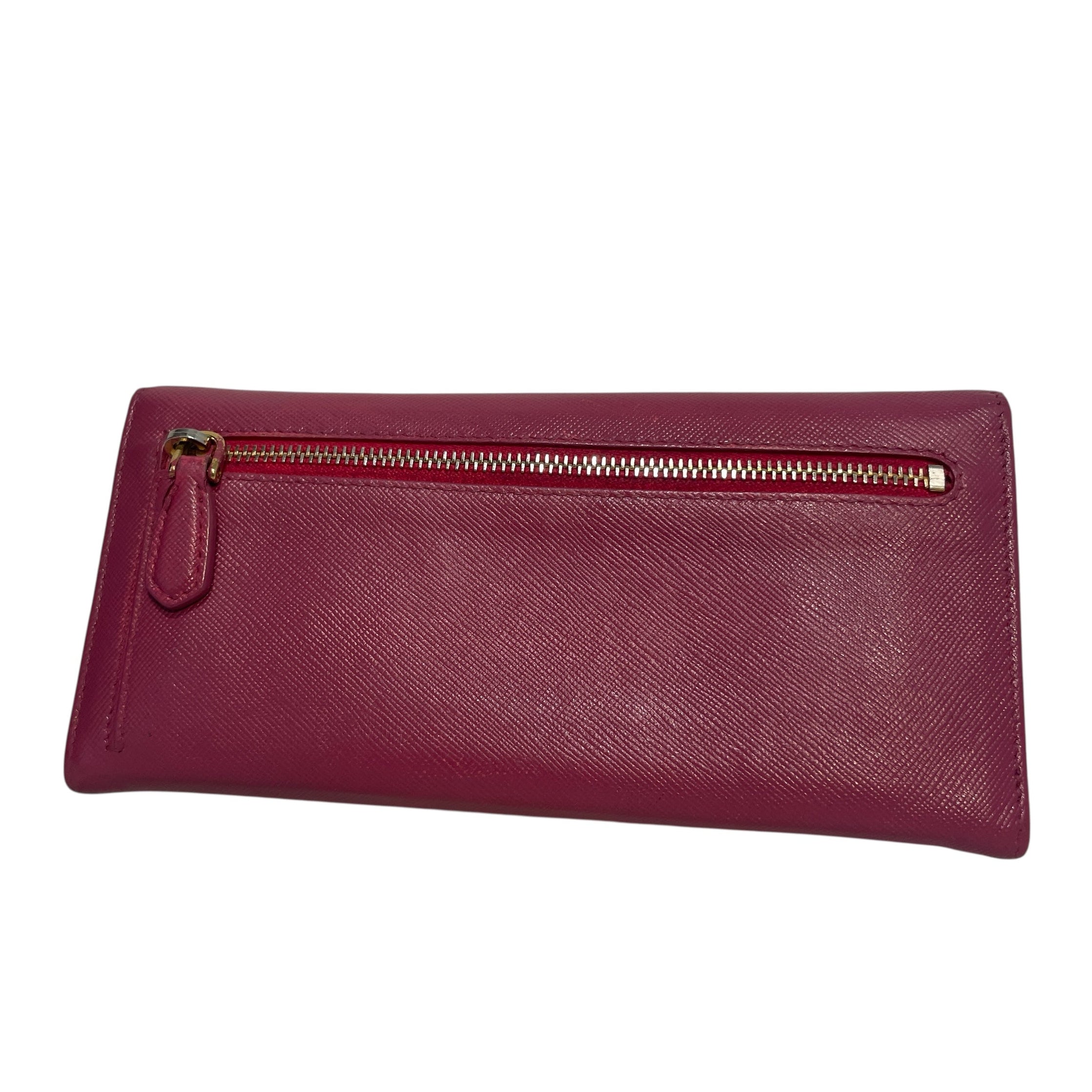 PRADA/Long Wallet/Leather/PNK/Pink Saffiano Ribbon Bow Snap view 2
