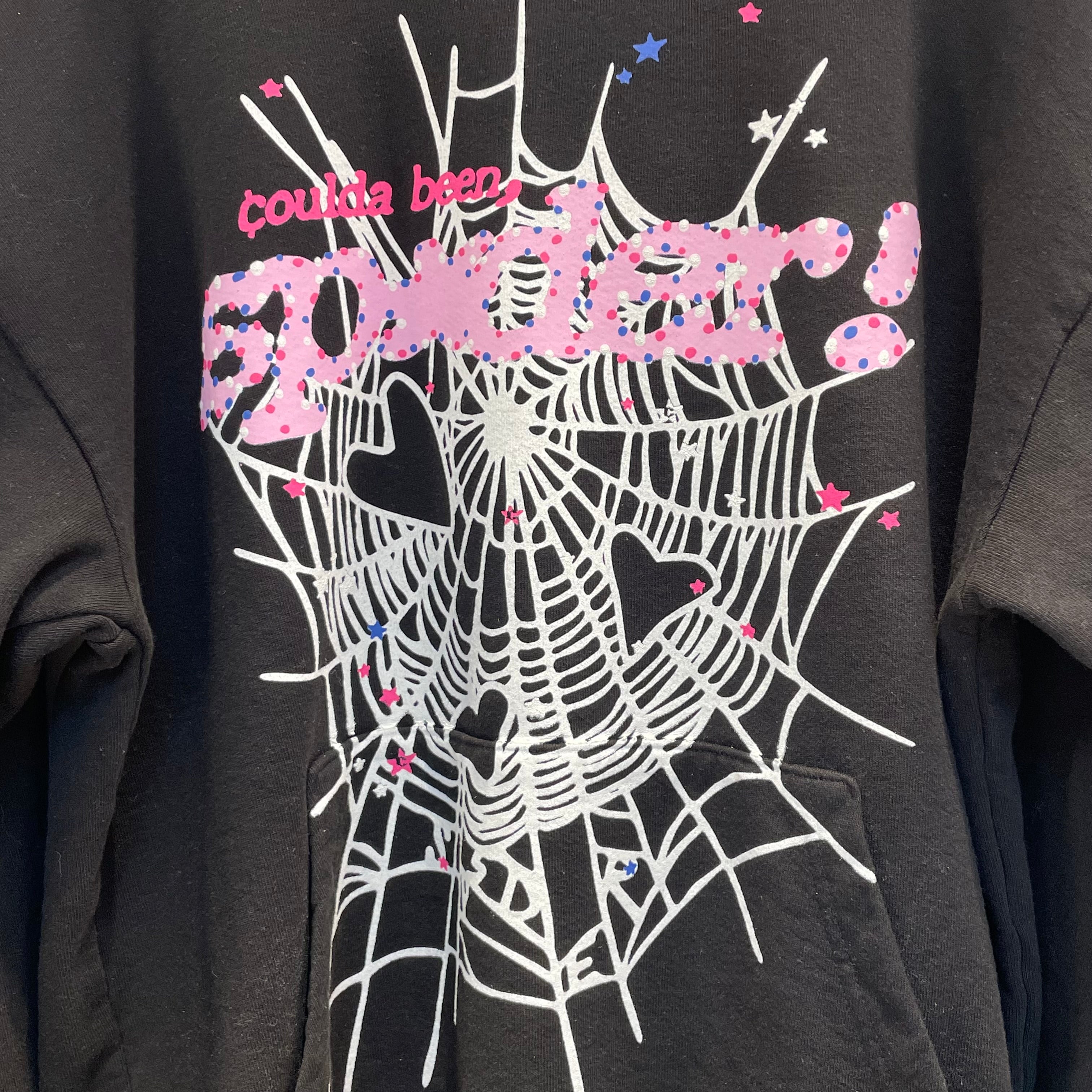 Sp5der/Hoodie/L/Cotton/BLK/sp5 hd pnk logo spoder web view 3