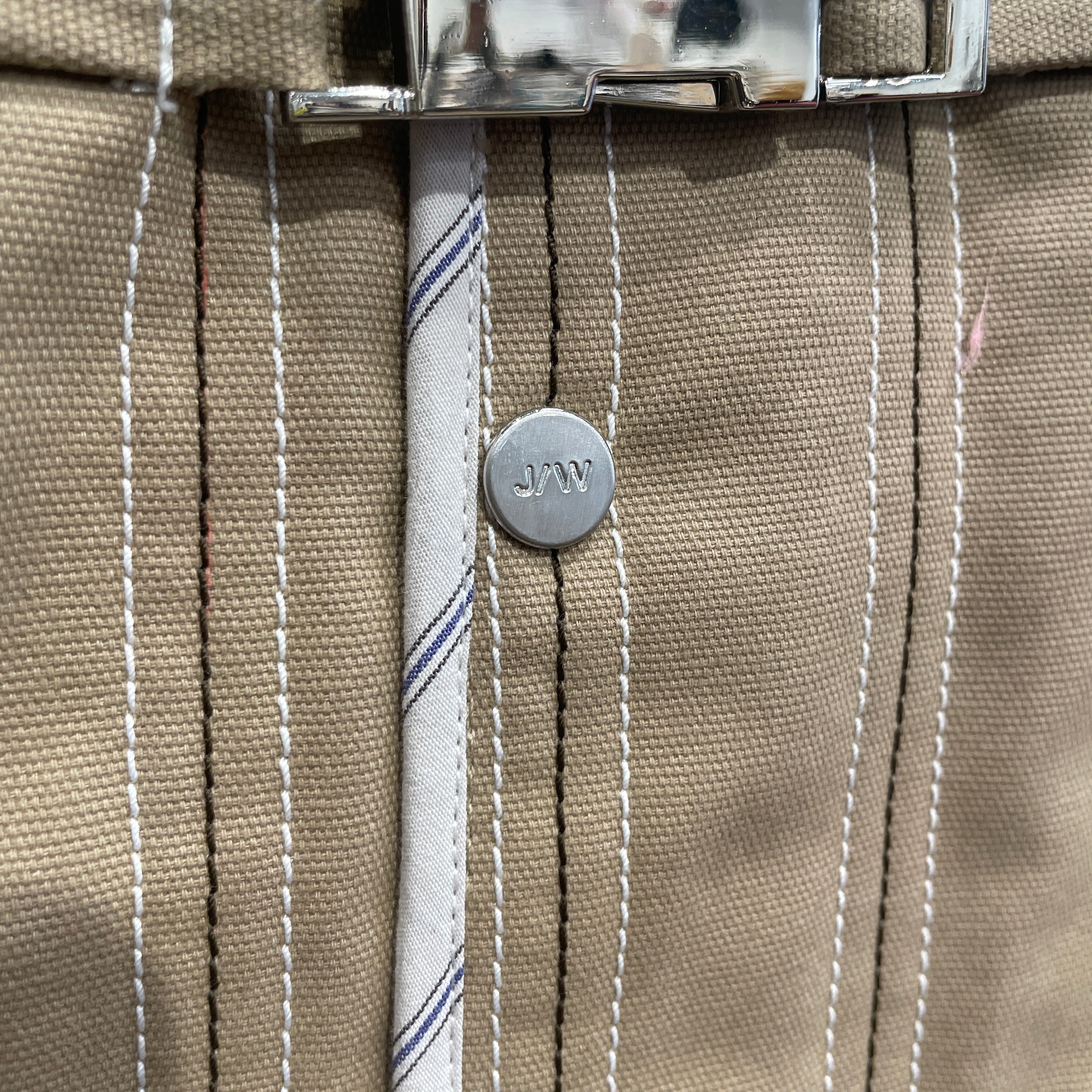 JANE/WADE/Skirt/2/Stripe/Cotton/KHK/Mini Length/silver buckle + snap details view 6