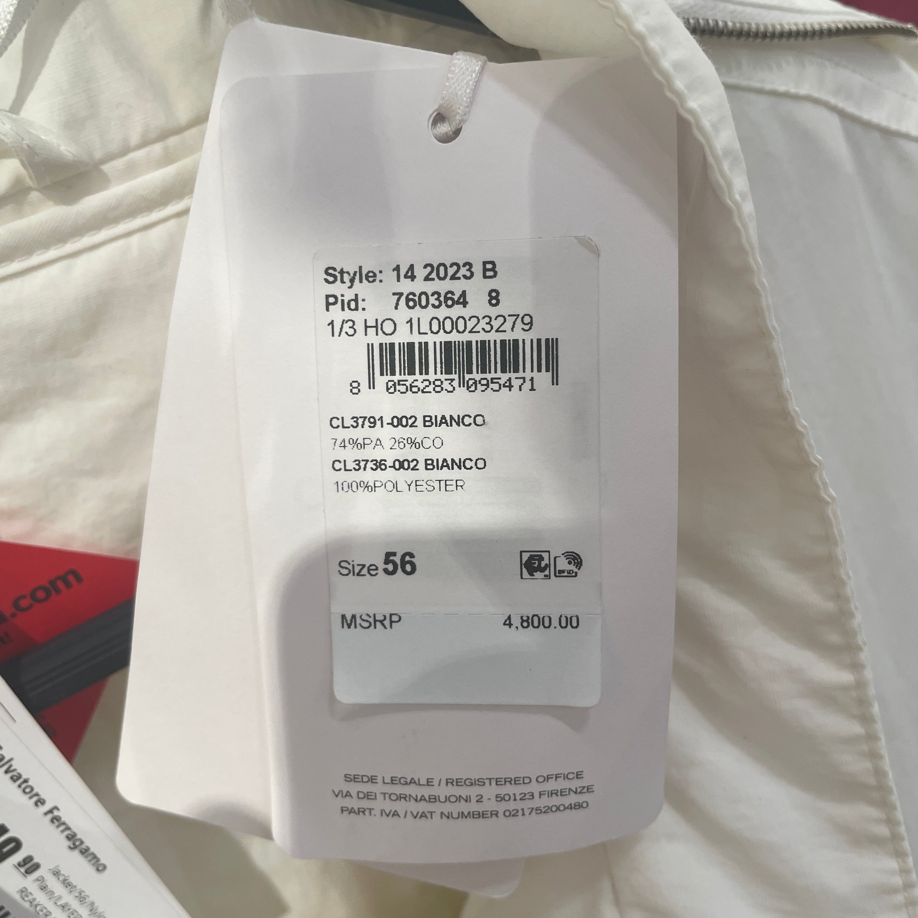 Salvatore Ferragamo/Jacket/56/Nylon/WHT/LAYERED WINDBREAKER view 6