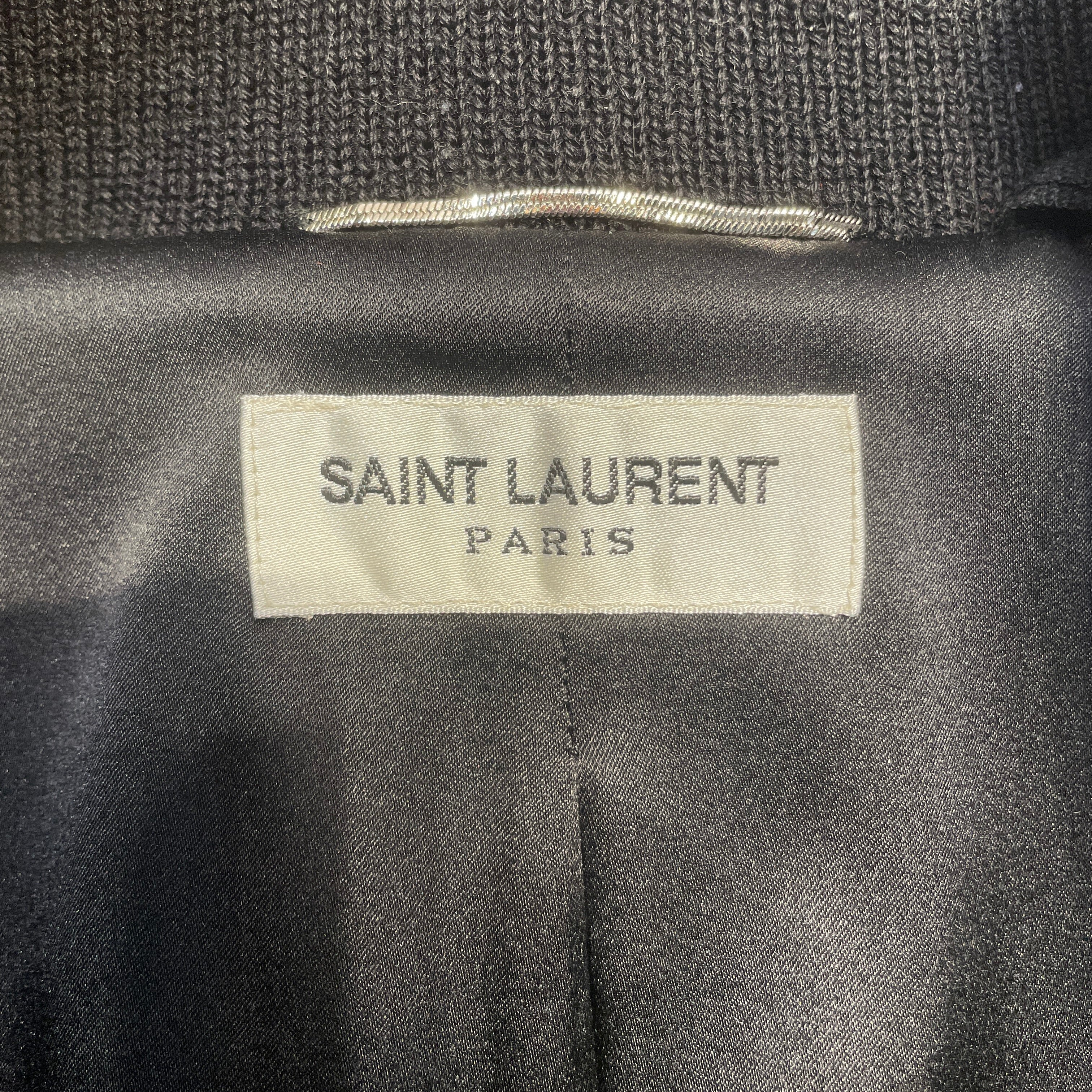 SAINT LAURENT/Baseball Jkt/S/Denim/BLK/ view 3