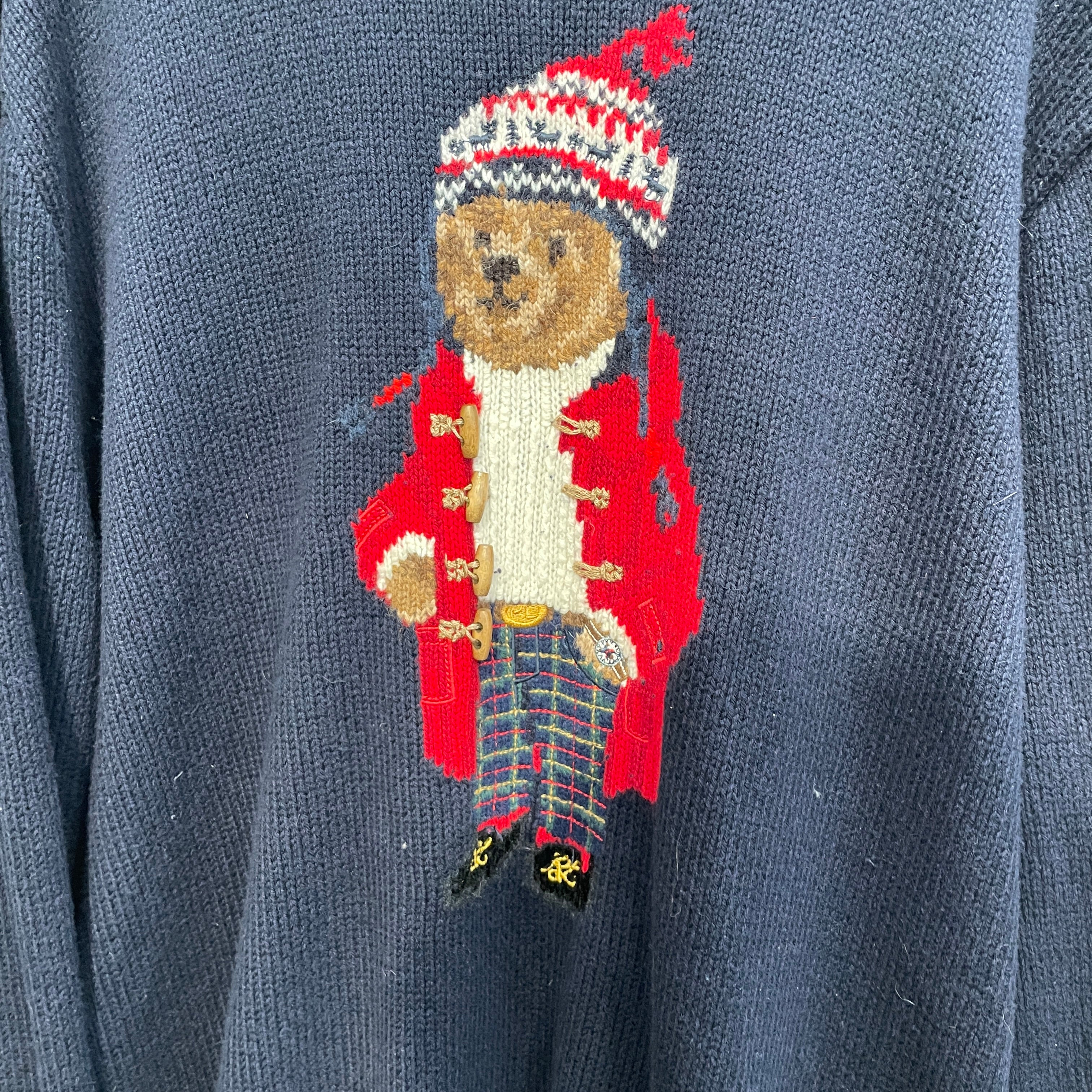 POLO RALPH LAUREN/Heavy Sweater/XXL/Graphic/Wool/NVY/KNIT BEAR GRAPHIC view 5