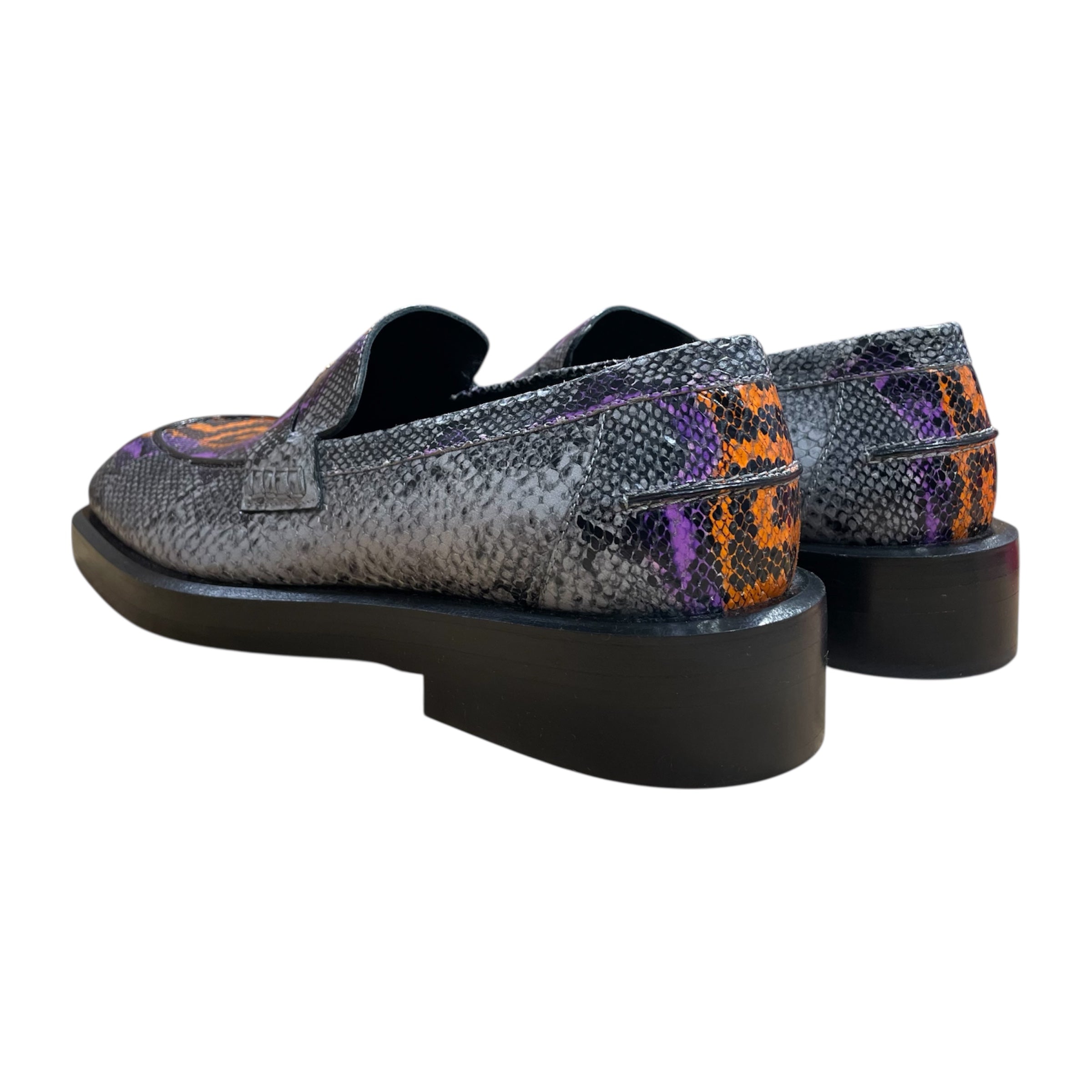 VERSACE/Dress Shoes/EU 41/Animal Pattern/Leather/GRY/phython embossed loafers view 2