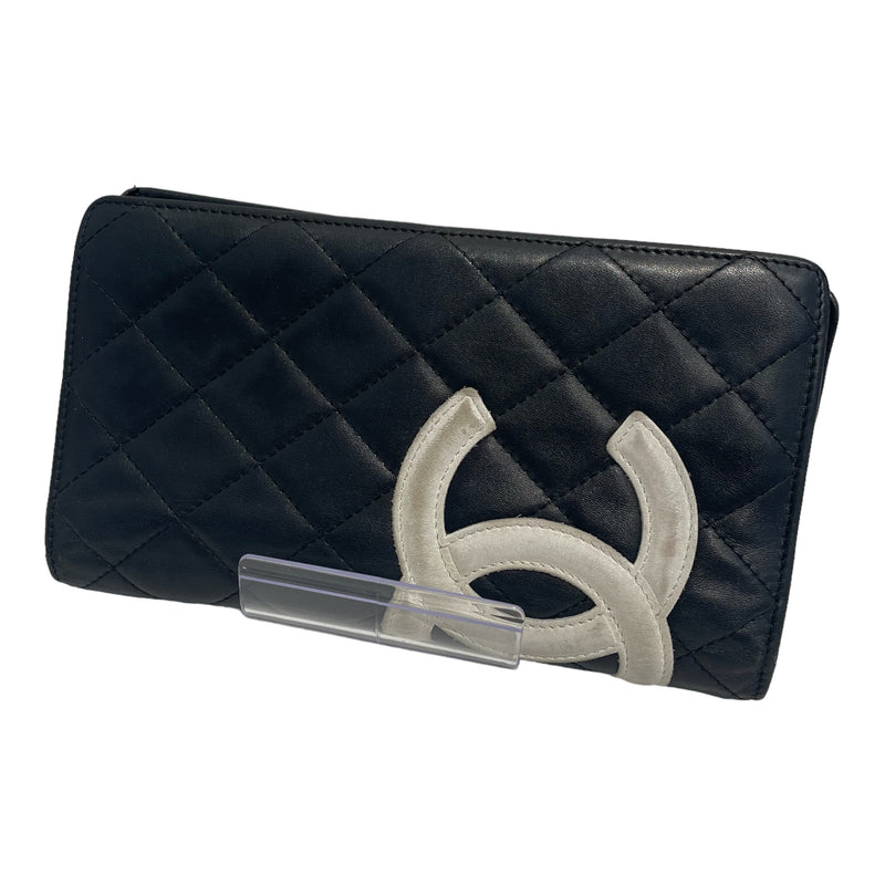 CHANEL/Long Wallet/Leather/BLK/