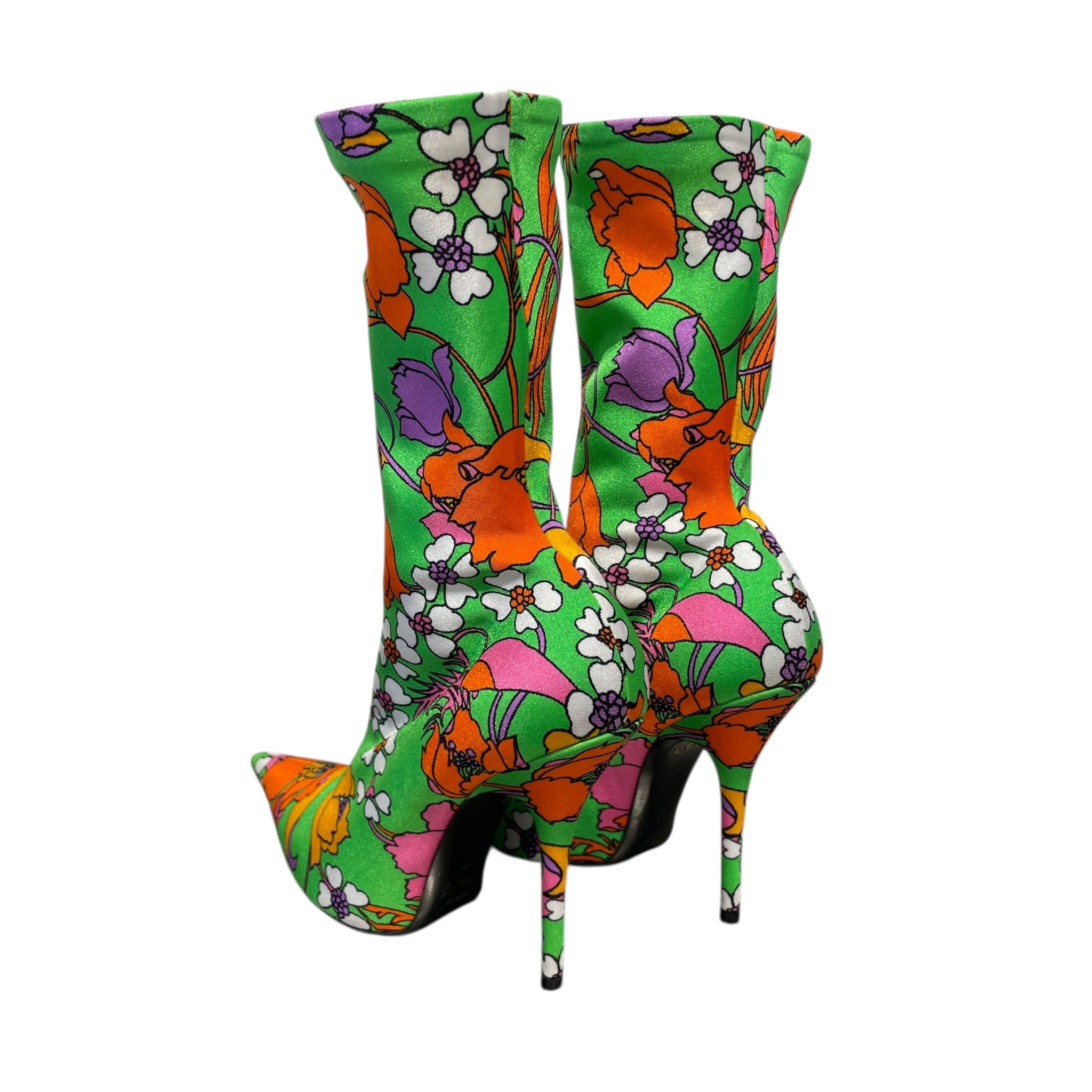 BALENCIAGA/Boots/EU 39/All Over Print/Nylon/GRN/2017 FLORAL KNIFE BOOTIES view 2