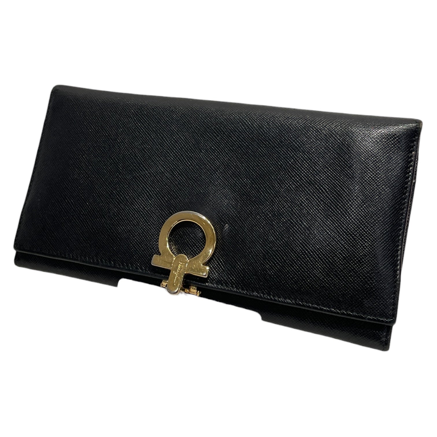 Salvatore Ferragamo/Long Wallet/Leather/BLK/L's/Gancini Continental Wallet view 1
