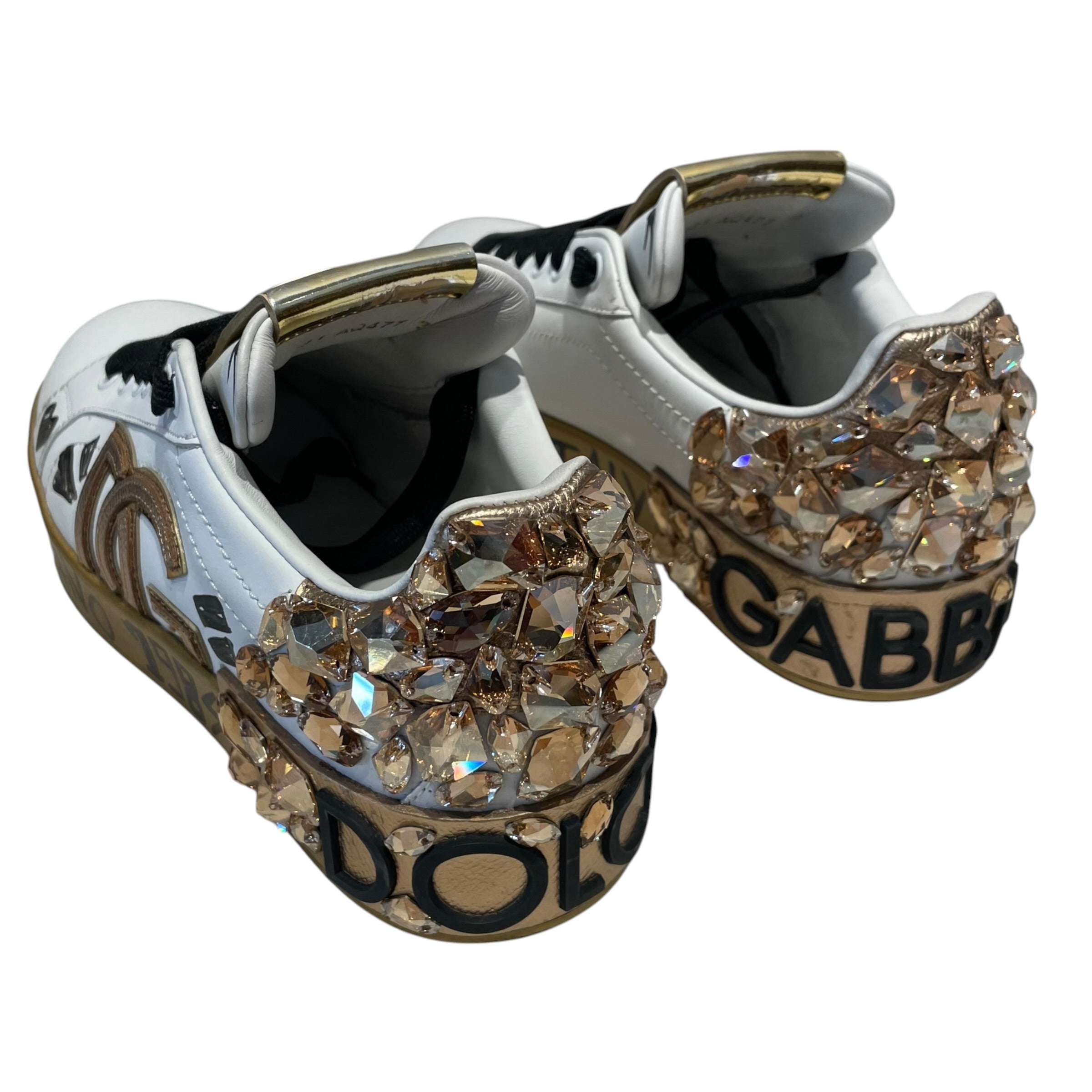 DOLCE&GABBANA/Low-Sneakers/US 7/All Over Print/Leather/WHT/PORTOFINO GOLD CRYSTAL EMB. view 2