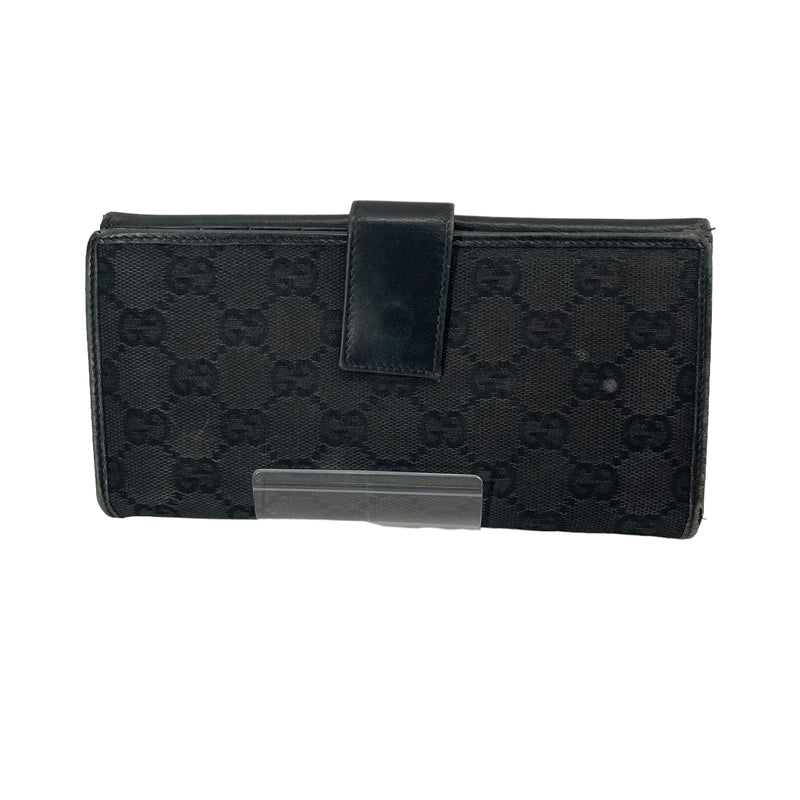 GUCCI/Long Wallet/Leather/BLK/SILVER RECTANGLE