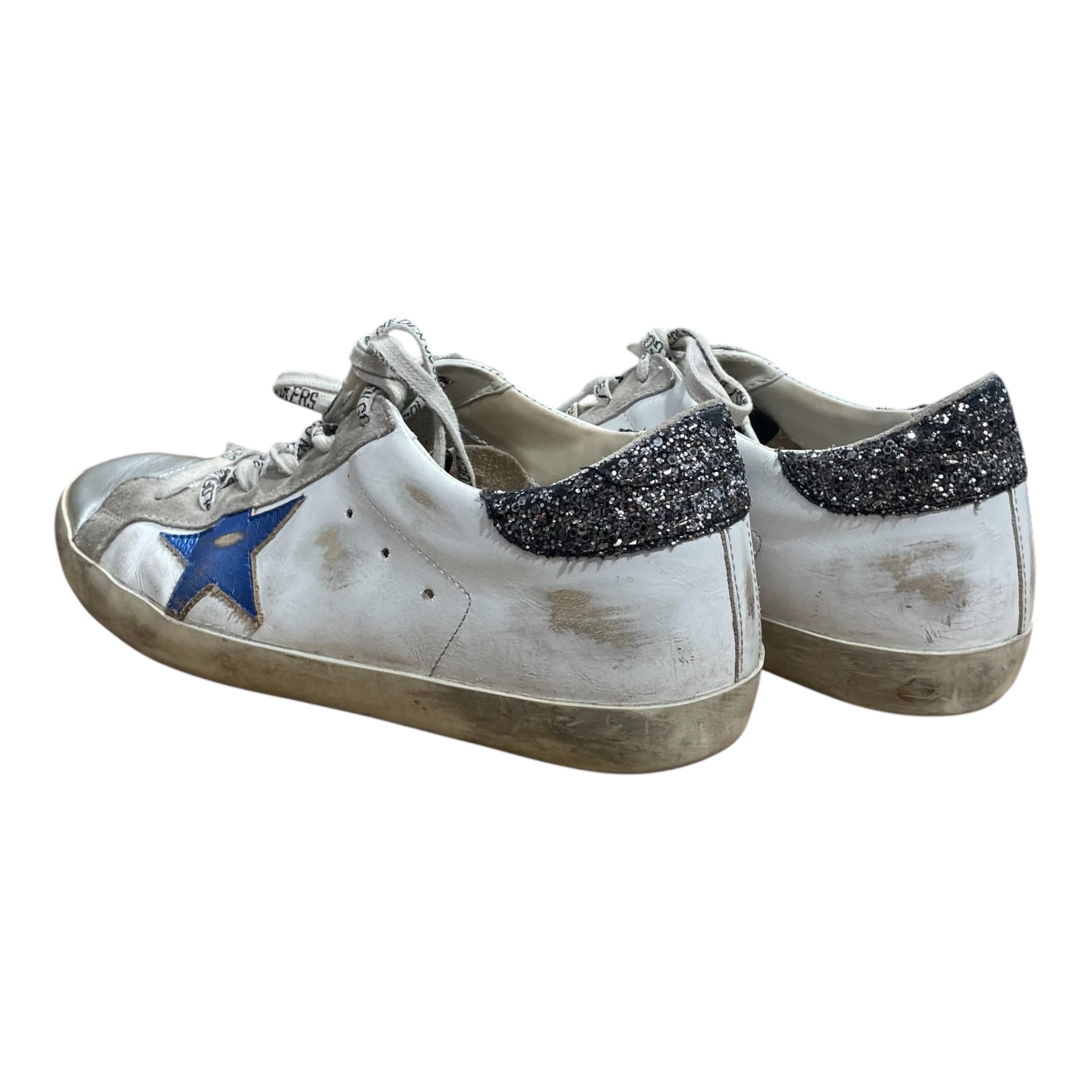 GOLDEN GOOSE/Low-Sneakers/US 7.5/Glitter/Leather/WHT/GoldenGoose SuperStar GltrHeel view 2