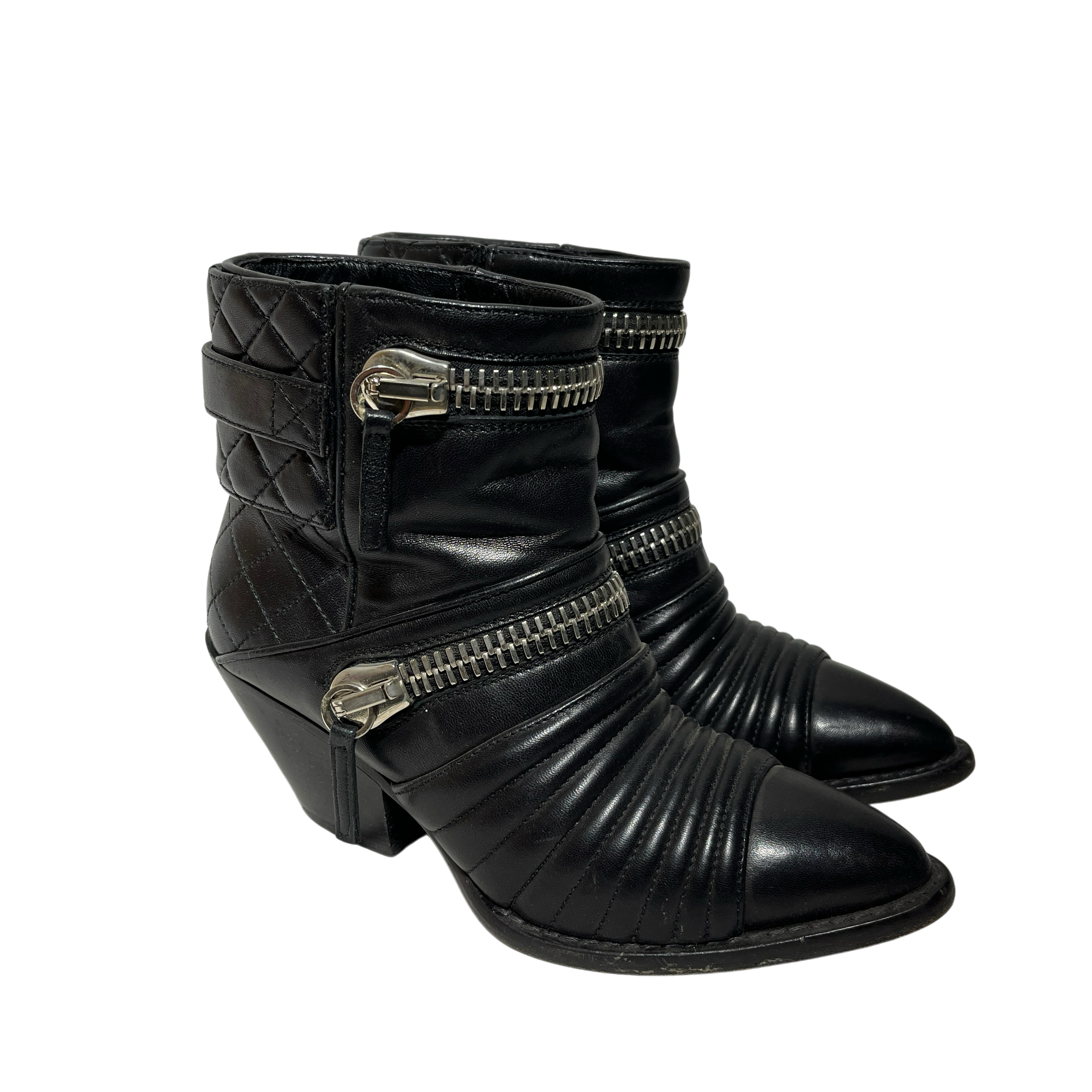 Giuseppe Zanotti/Boots/EU 35/Leather/BLK/big zipper quilt boot view 1