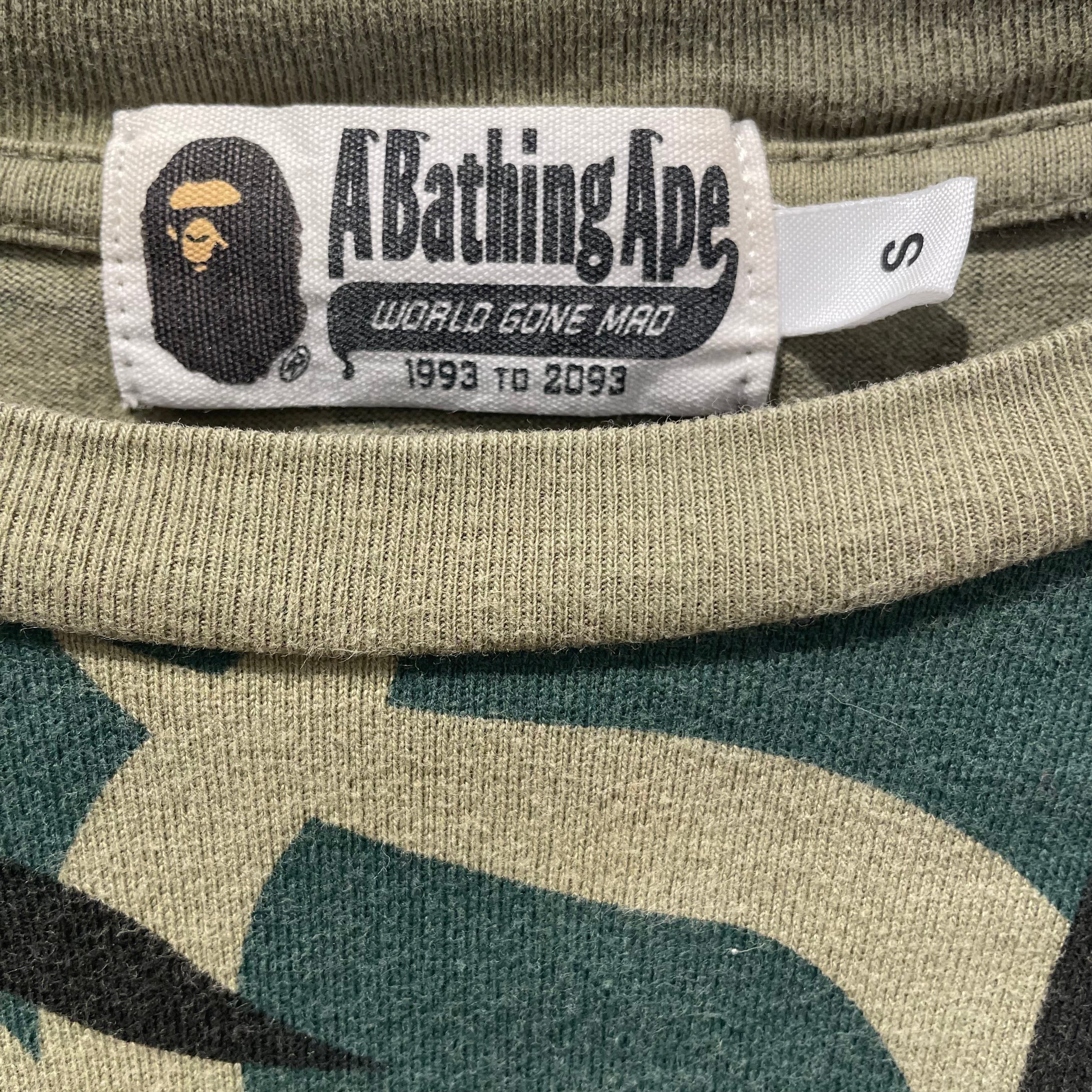 A BATHING APE/LS T-Shirt/S/Cotton/GRN/Camouflage/tribal camo ape embroider view 3